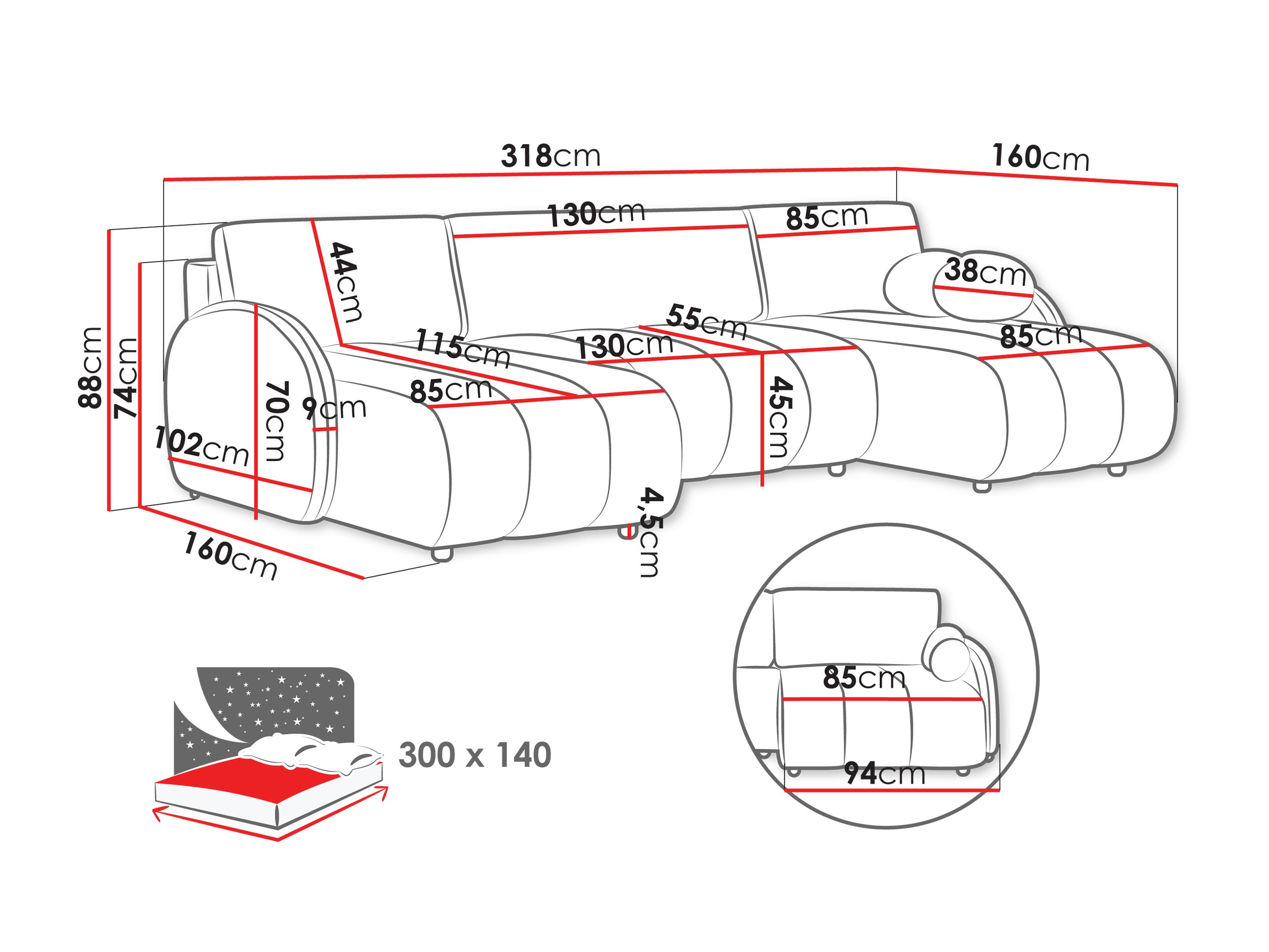 Corner sofa Columbus 248 (Sereno 684)