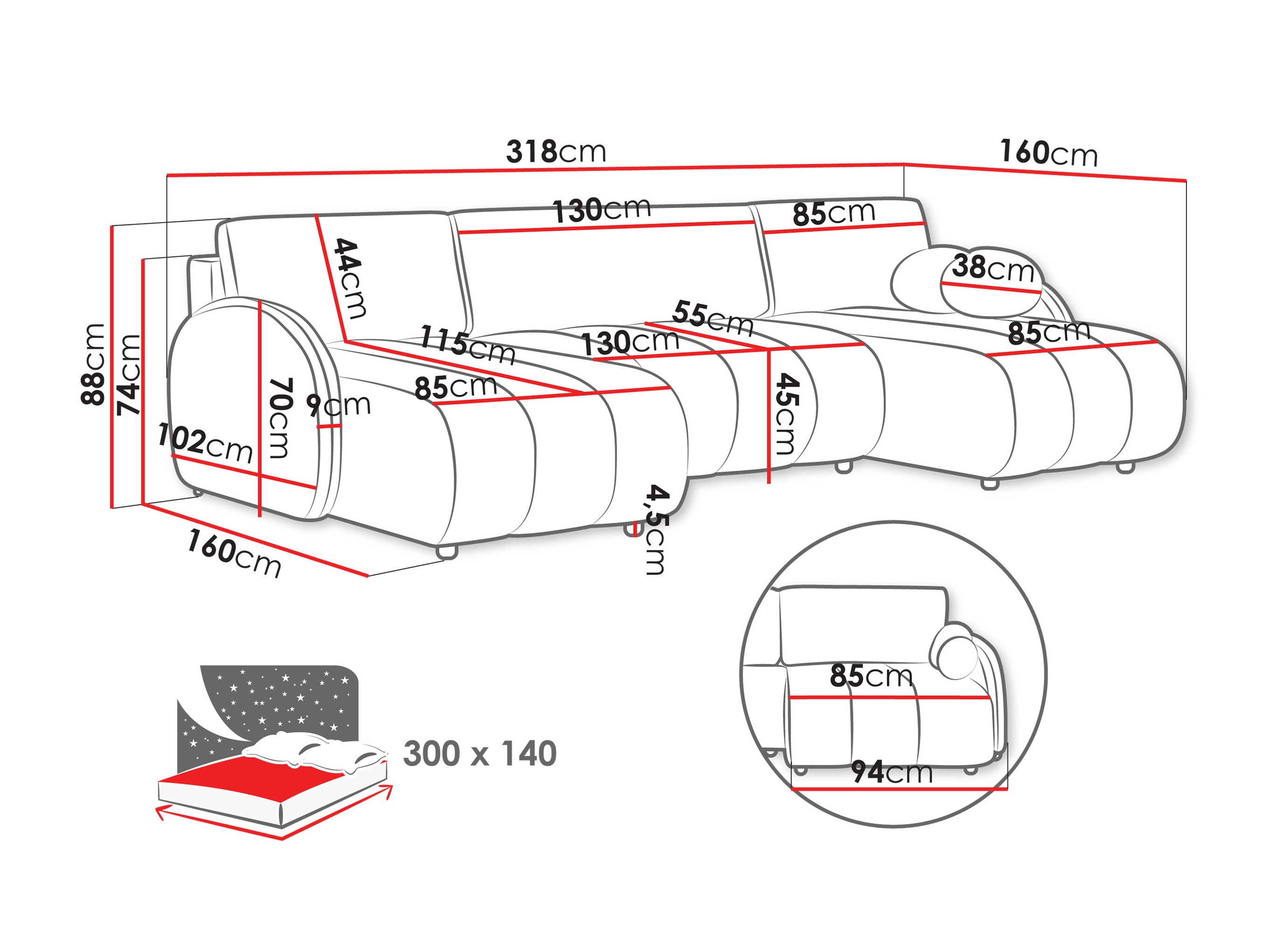 Corner sofa Columbus 248 (Sereno 686)
