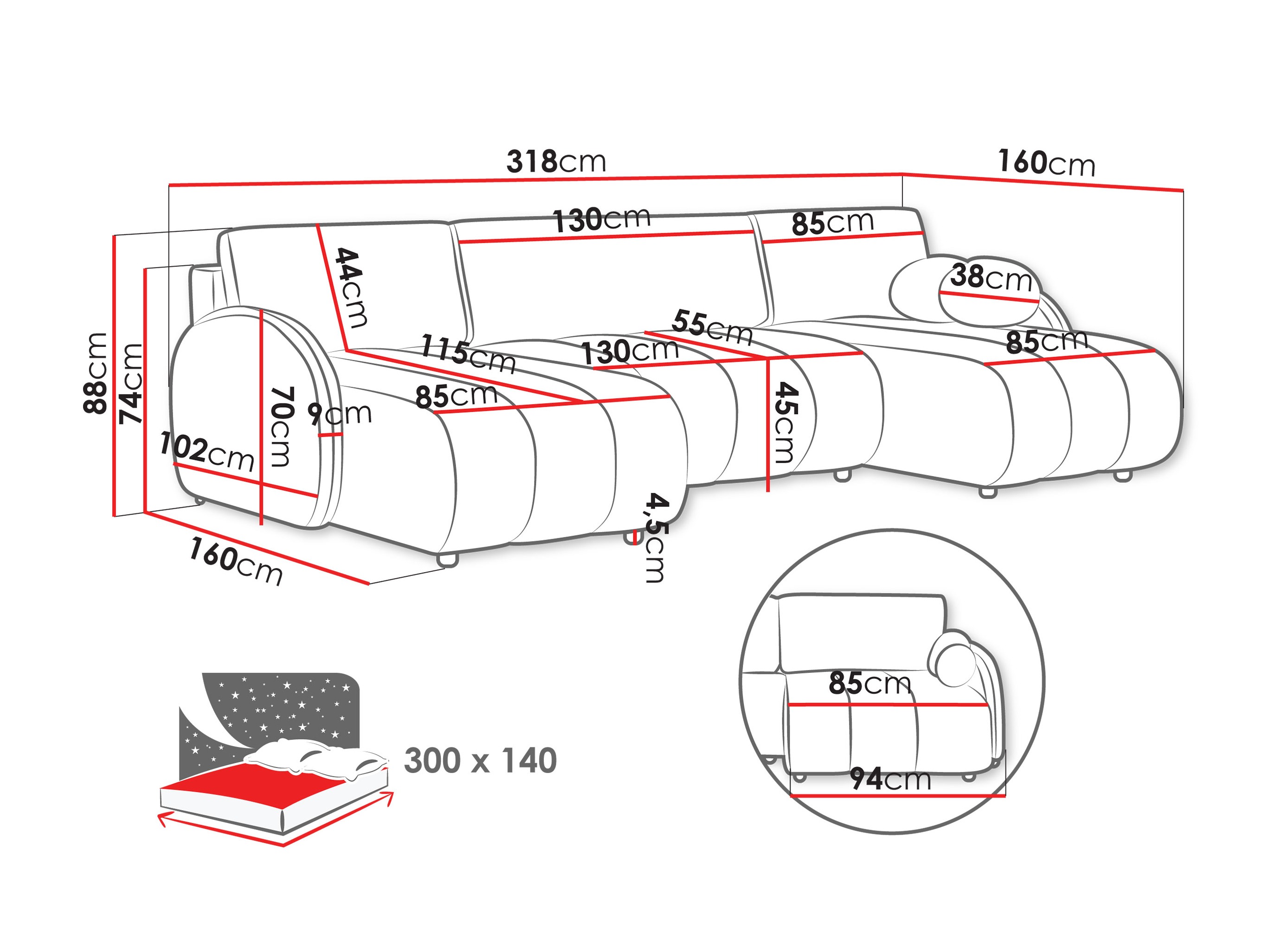 Corner sofa Columbus 248 (Sereno 687)