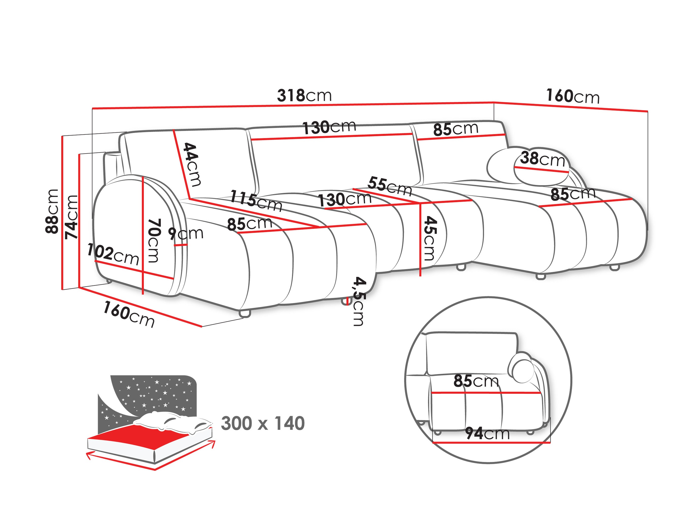 Corner sofa Columbus 248 (Sereno 689)