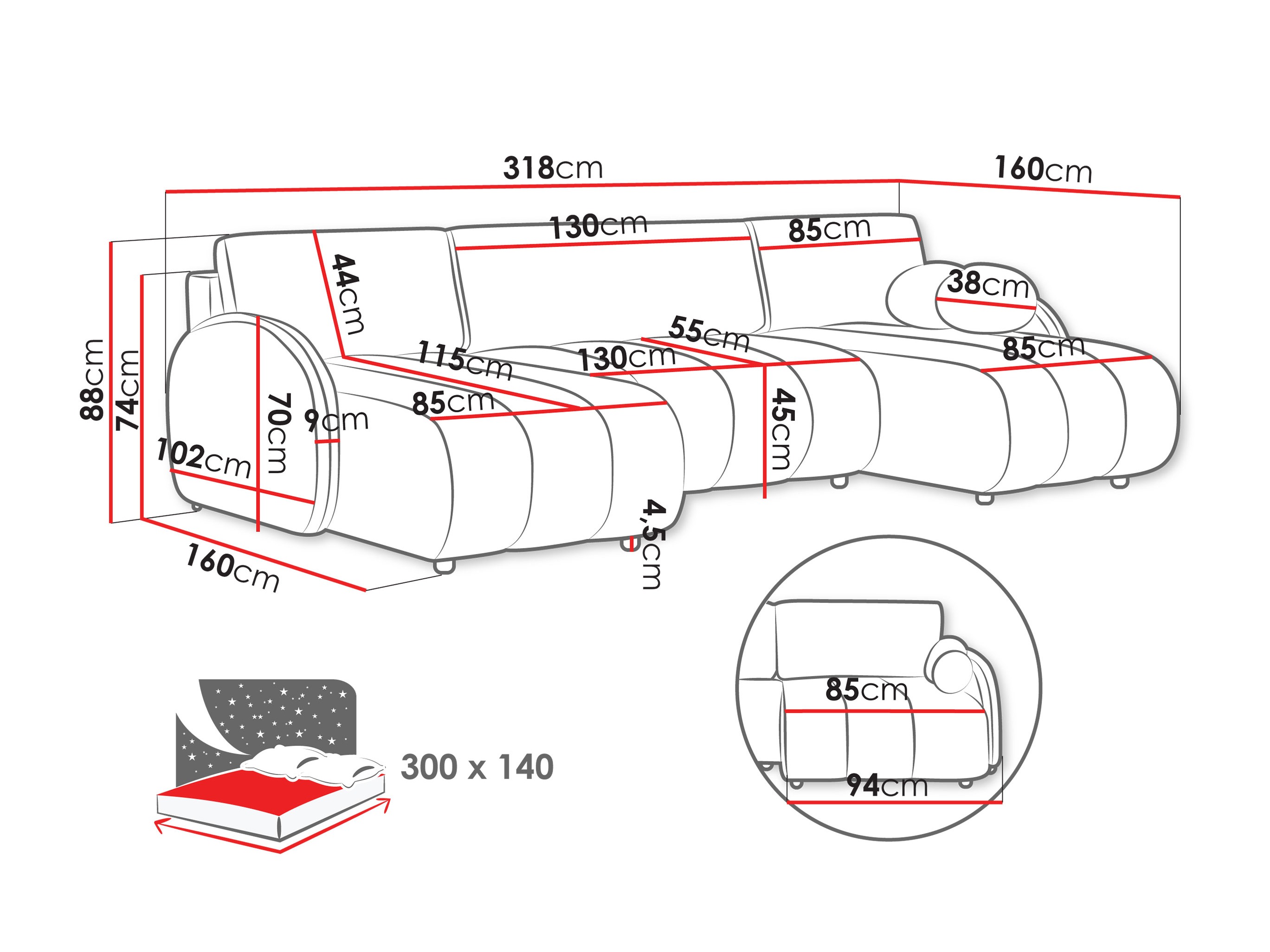 Corner sofa Columbus 248 (Sereno 695)