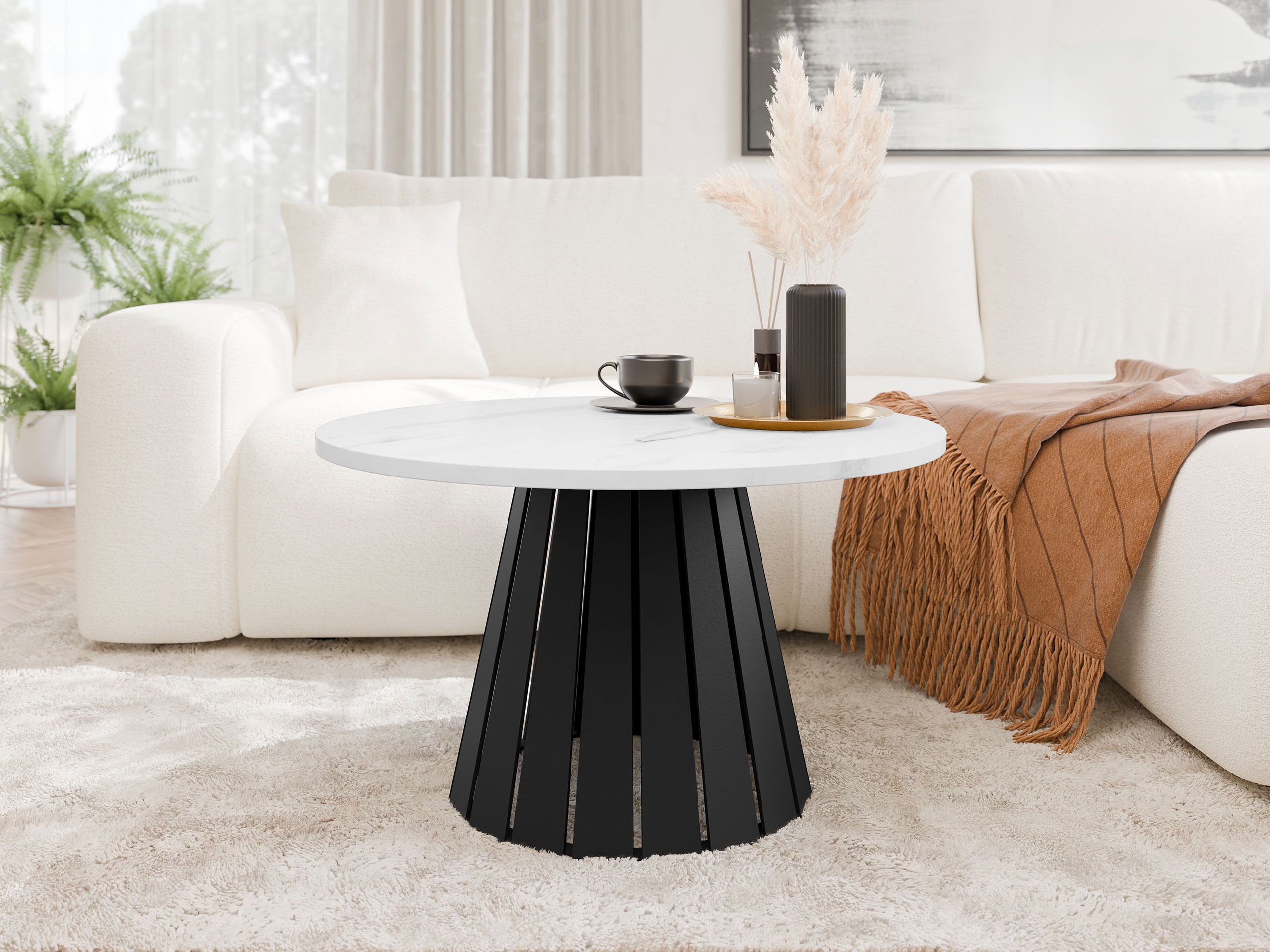 Coffee table Oswego 134 (Black + White marble)