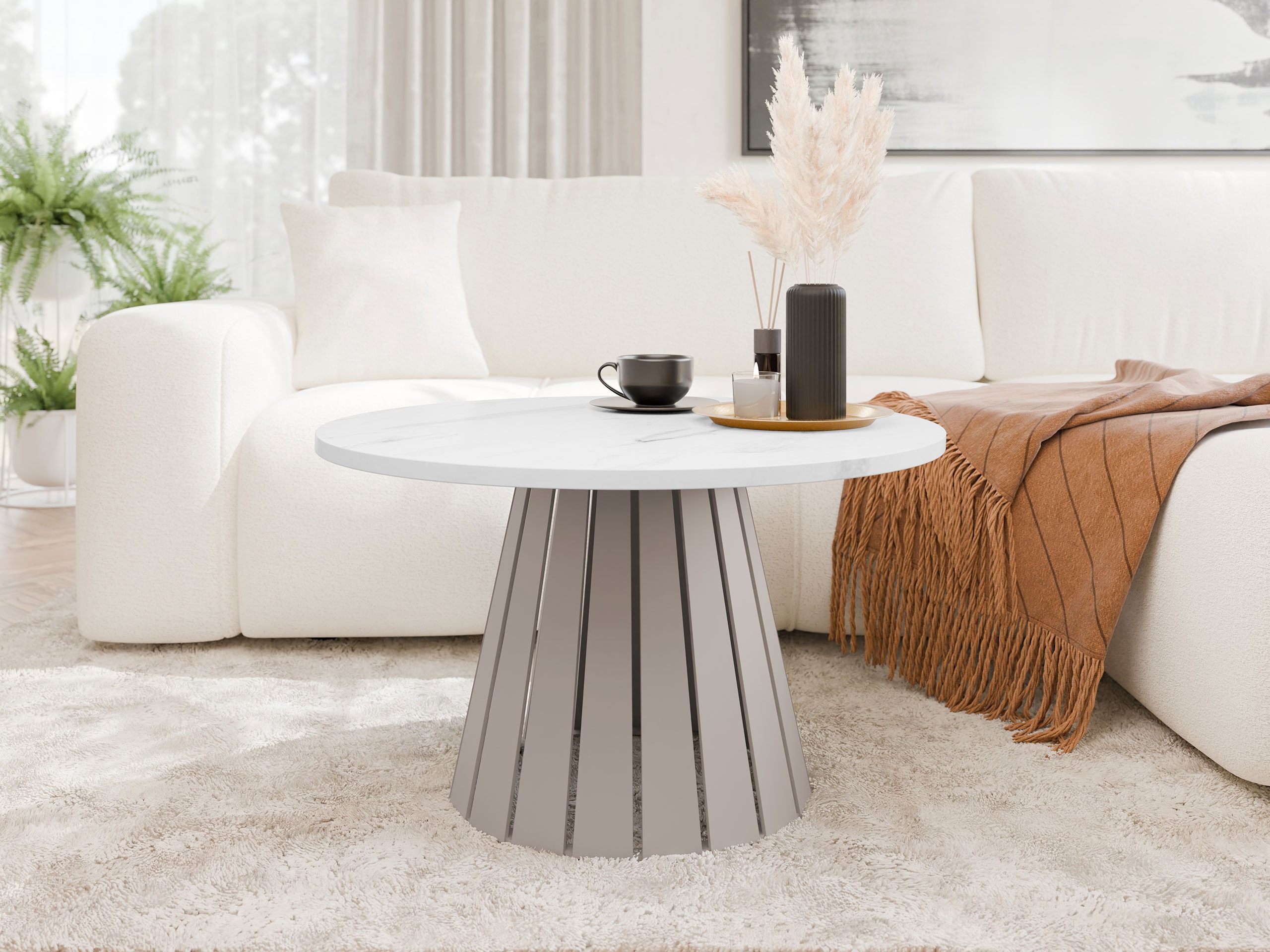 Coffee table Oswego 134 (Cashmere + White marble)