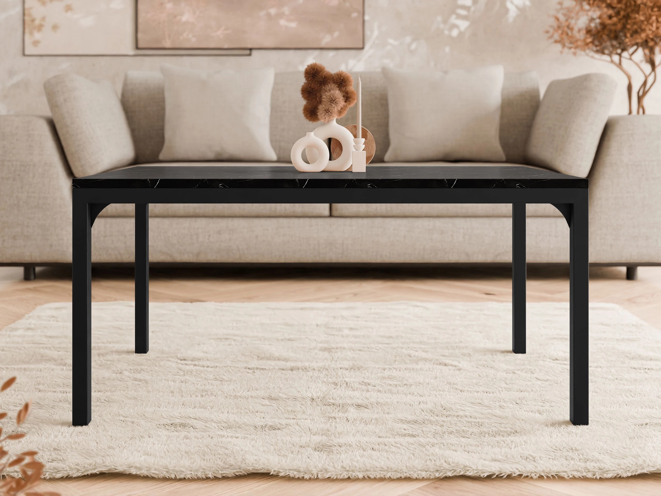 Coffee table Oswego 138 (Black marble + Black)