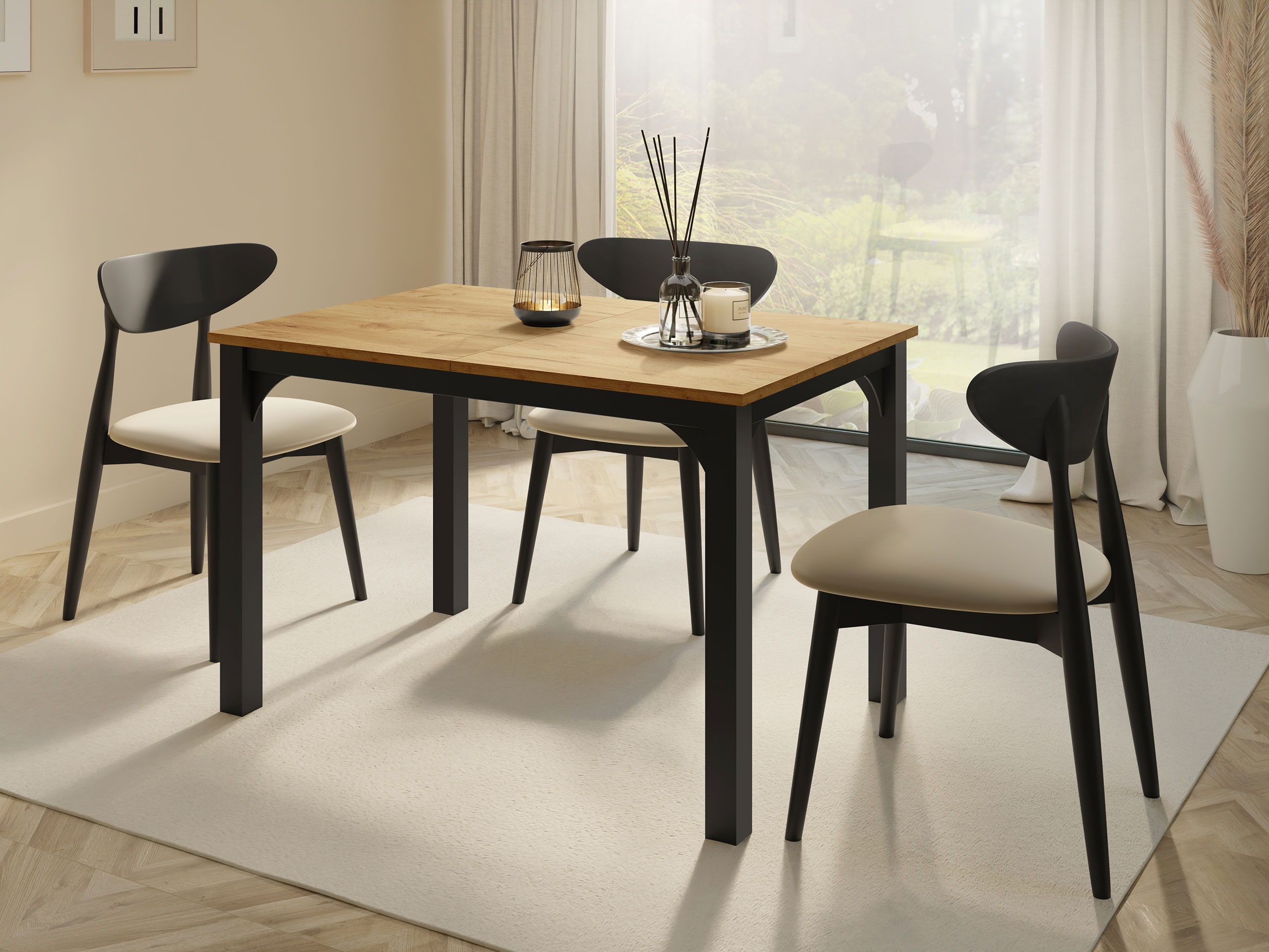 Table Oswego 135 (Craft golden oak + Black)