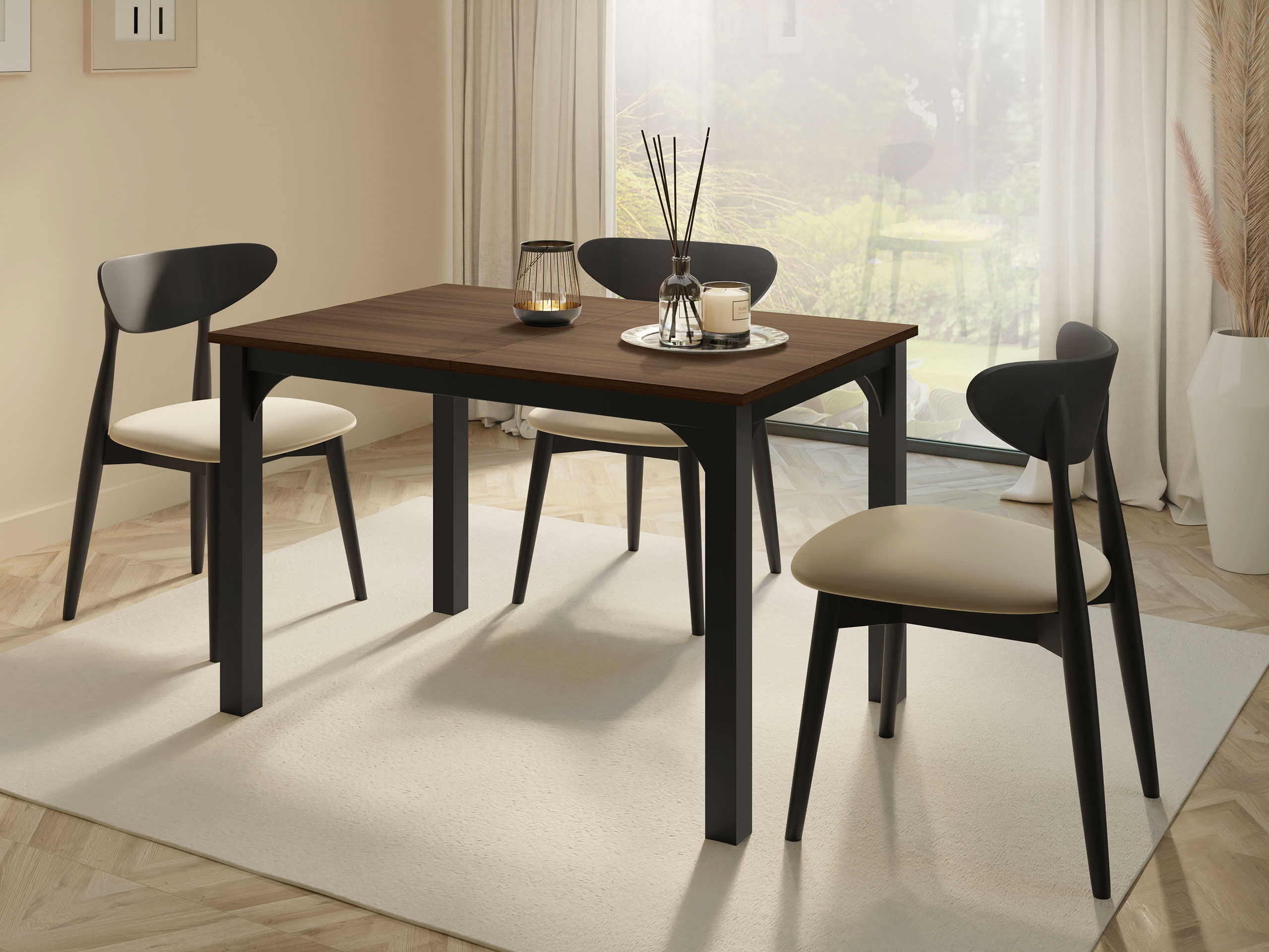 Table Oswego 135 (Walnut + Black)