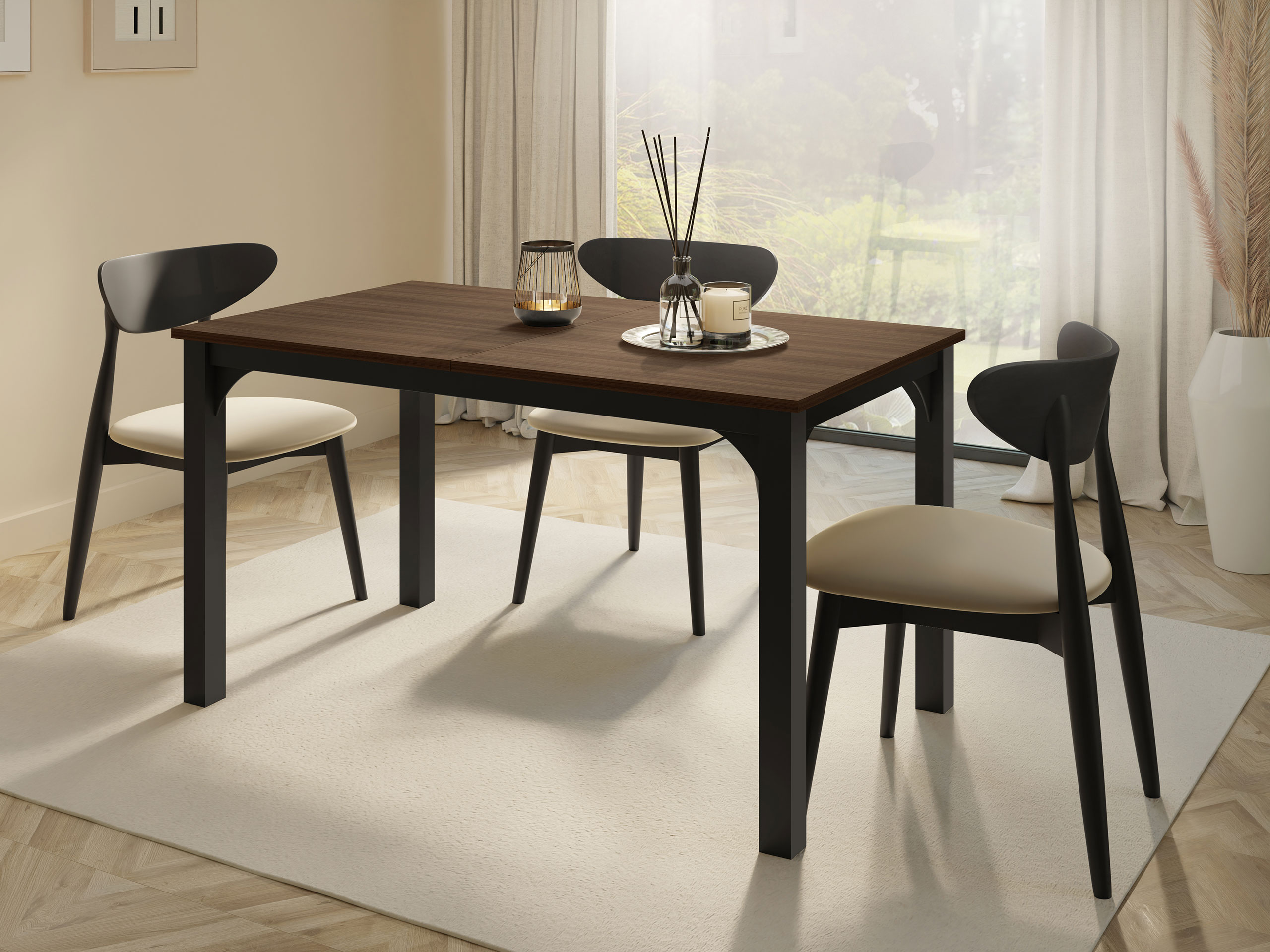 Table Oswego 136 (Walnut + Black)