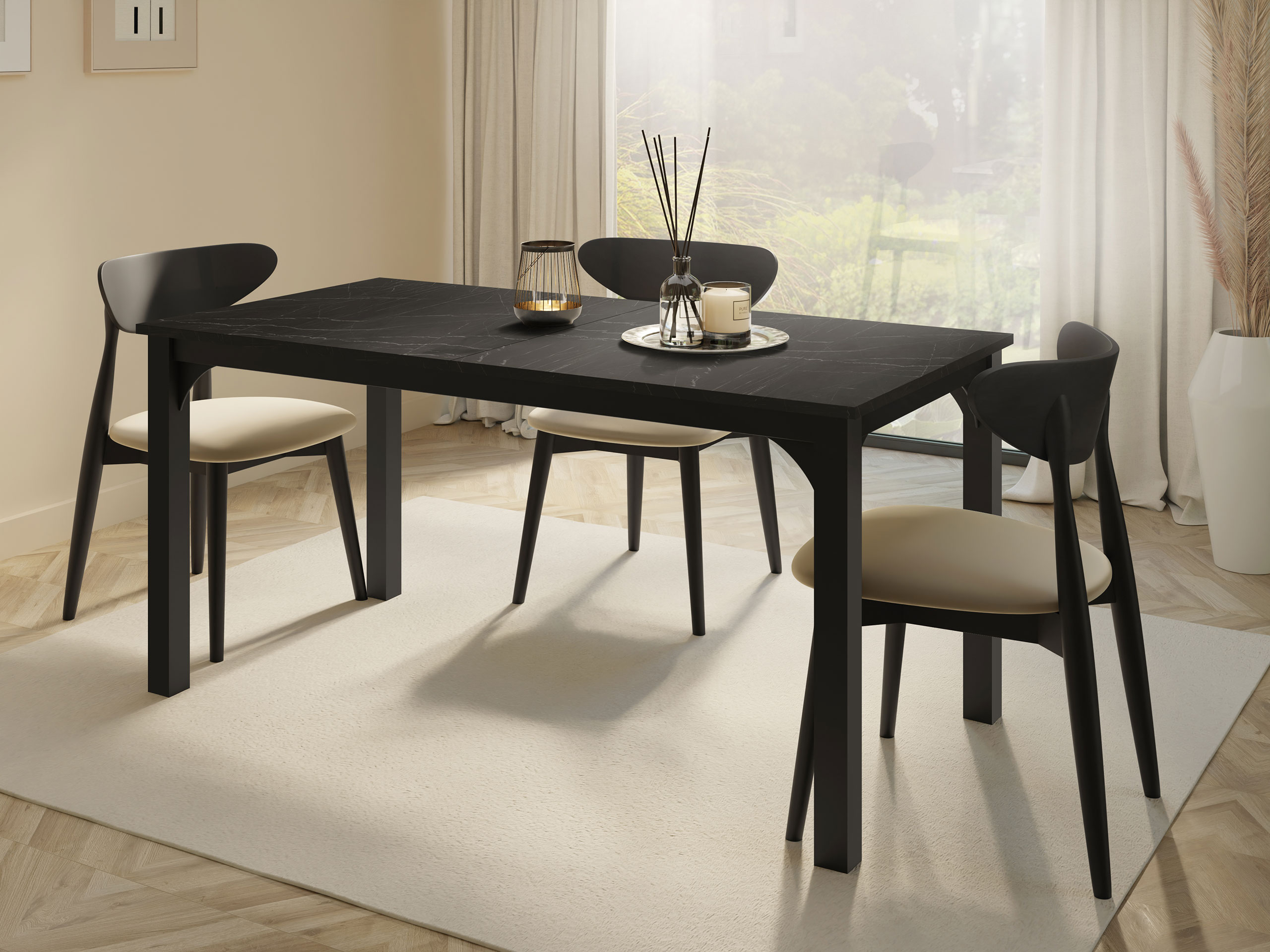 Table Oswego 137 (Black marble + Black)