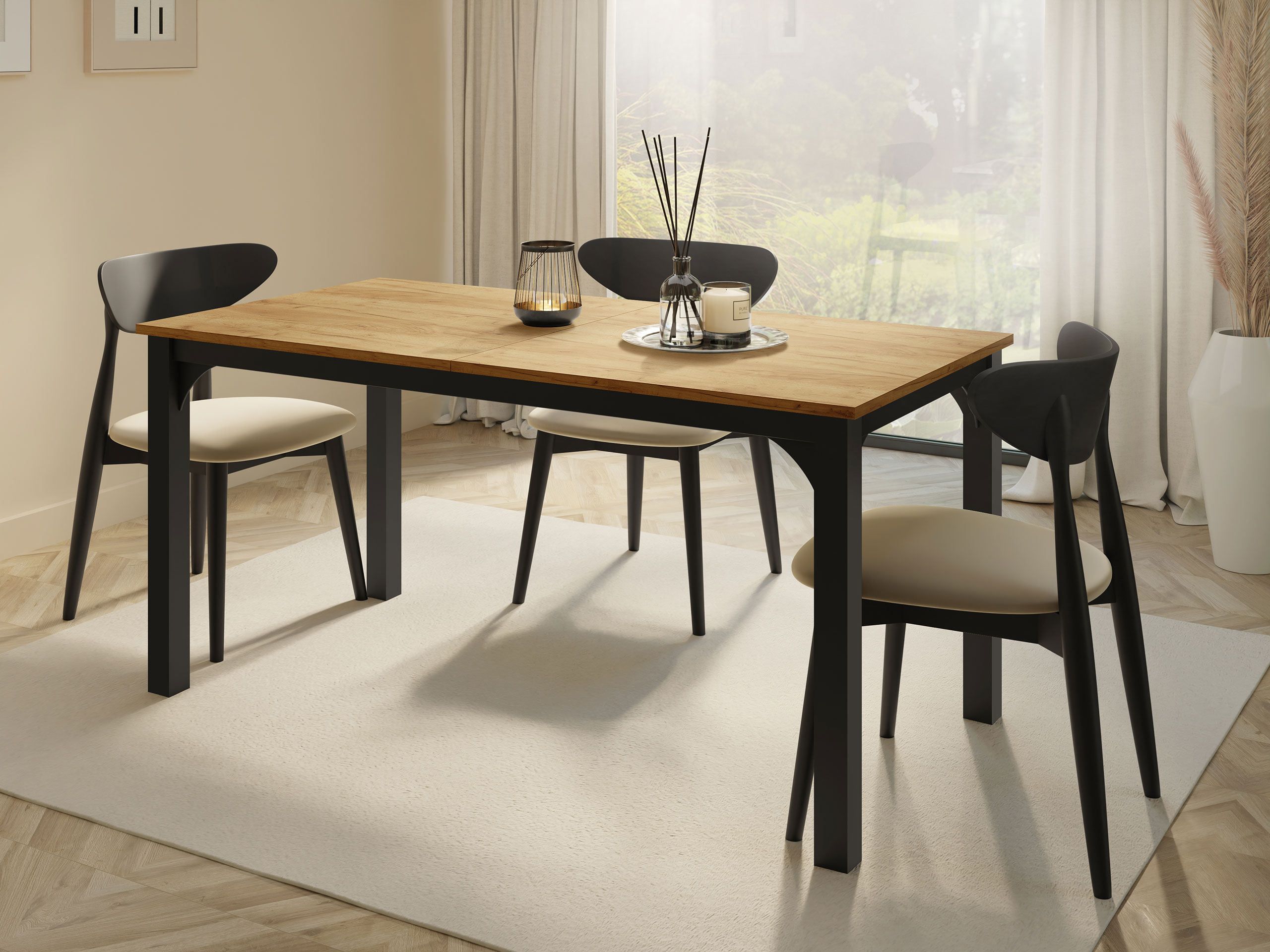 Table Oswego 137 (Craft golden oak + Black)