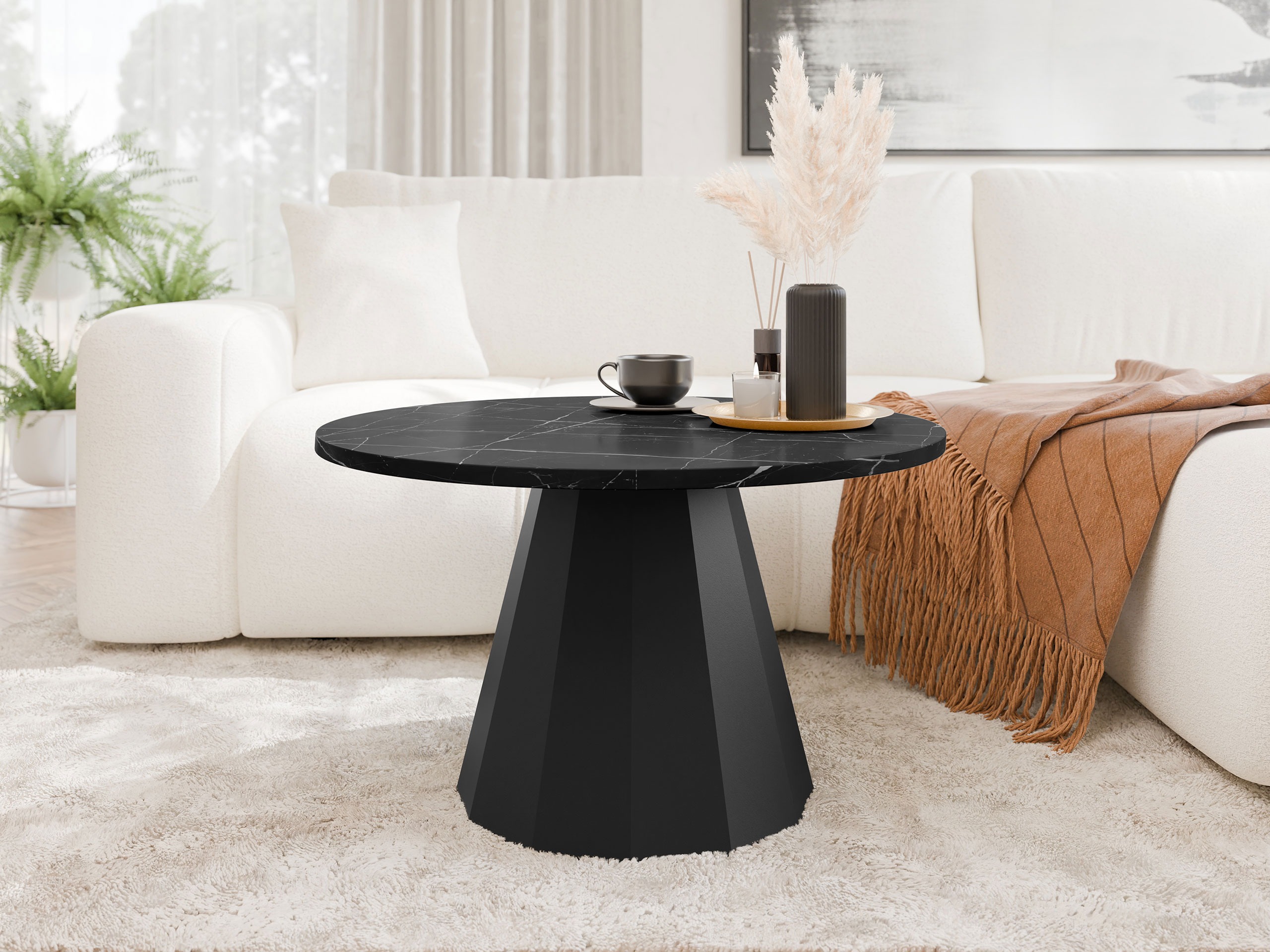Coffee table Oswego 139 (Black + Black marble)