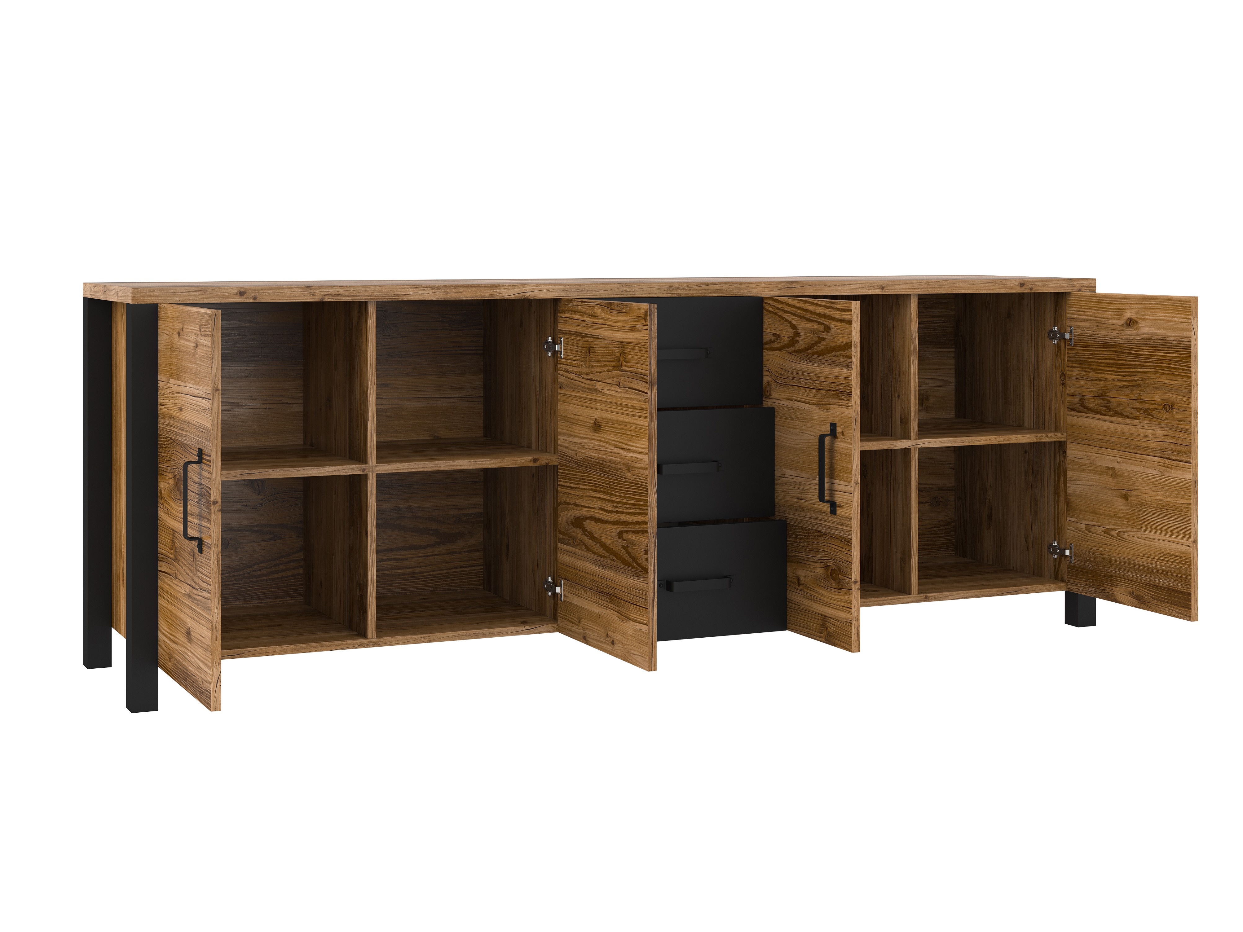 Chest of drawers Tornua 109 (Dark spruce + Matte black)