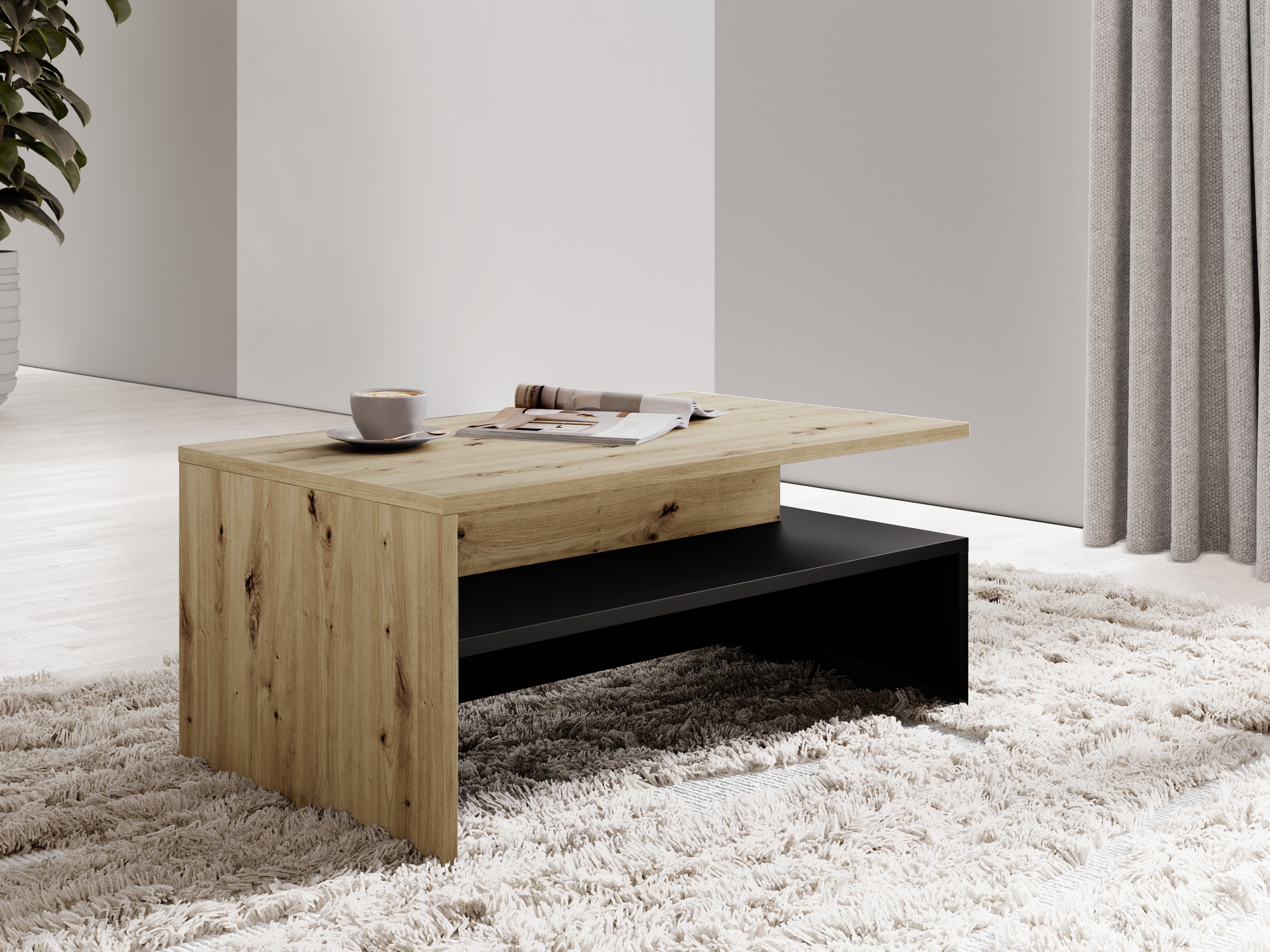 Coffee table Serodeu 103 (Artisan oak + Matte black)