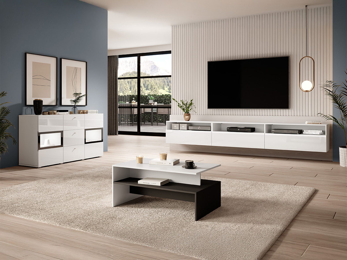 Chest of drawers Serodeu 101 (White + Glossy white)