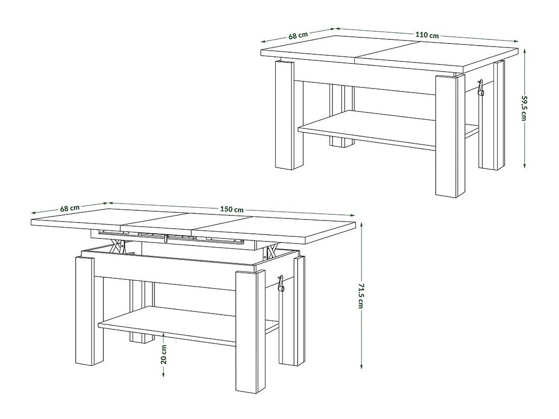 Coffee table transformer Glendale 100 (Craft golden oak)