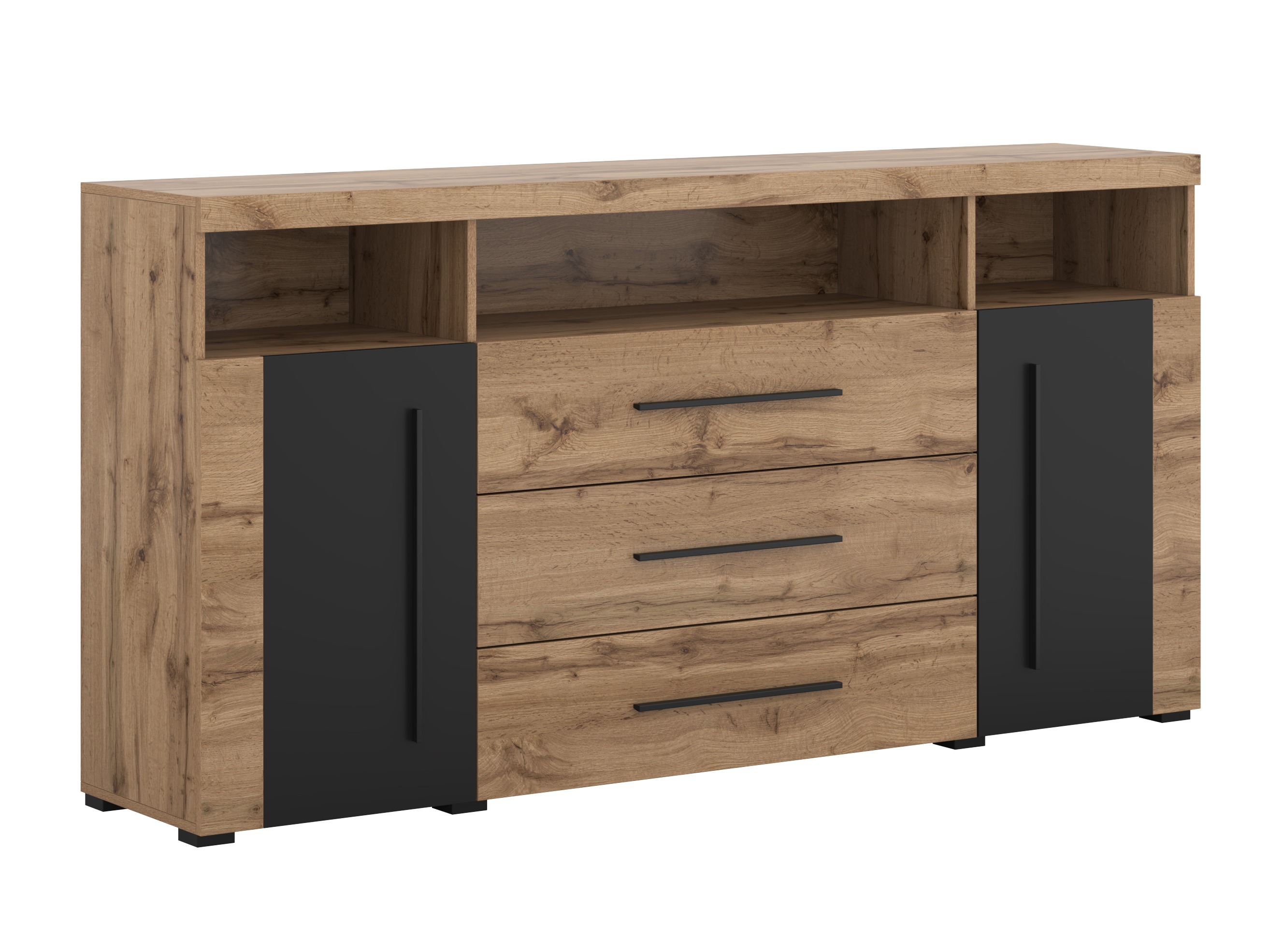 Chest of drawers Sorciro 100 (Black + Wotan Oak)