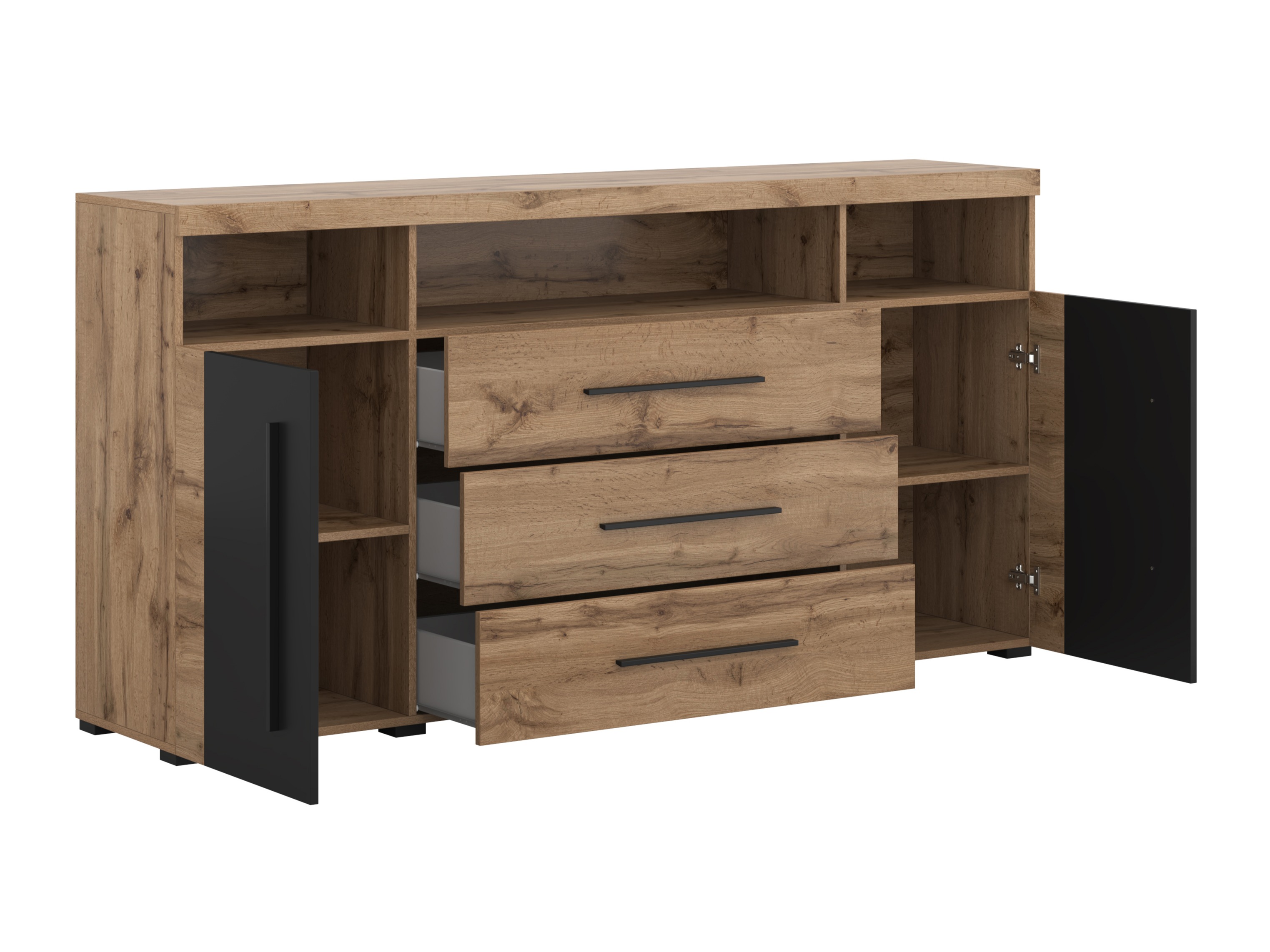 Chest of drawers Sorciro 100 (Black + Wotan Oak)