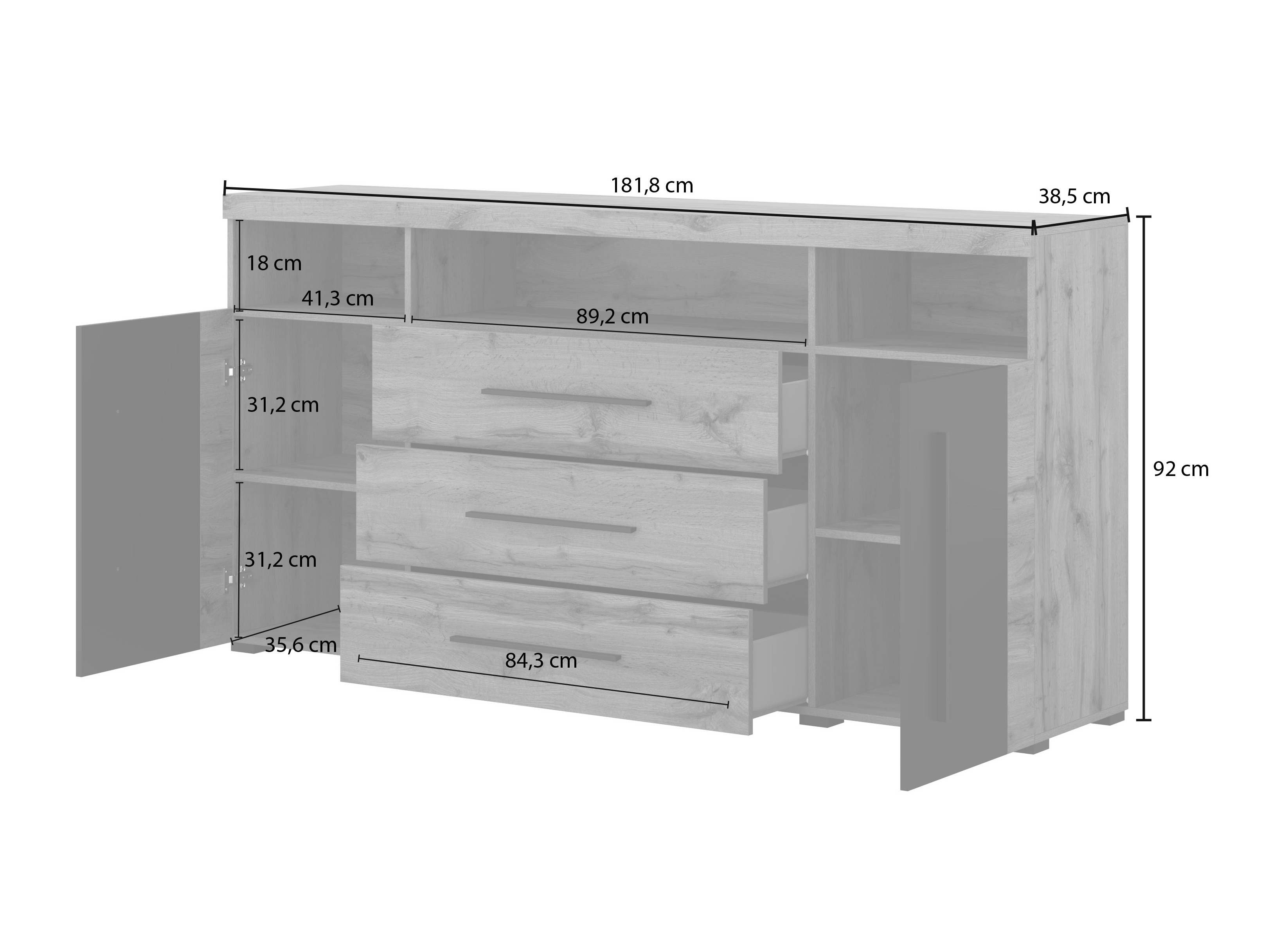 Chest of drawers Sorciro 100 (Black + Wotan Oak)