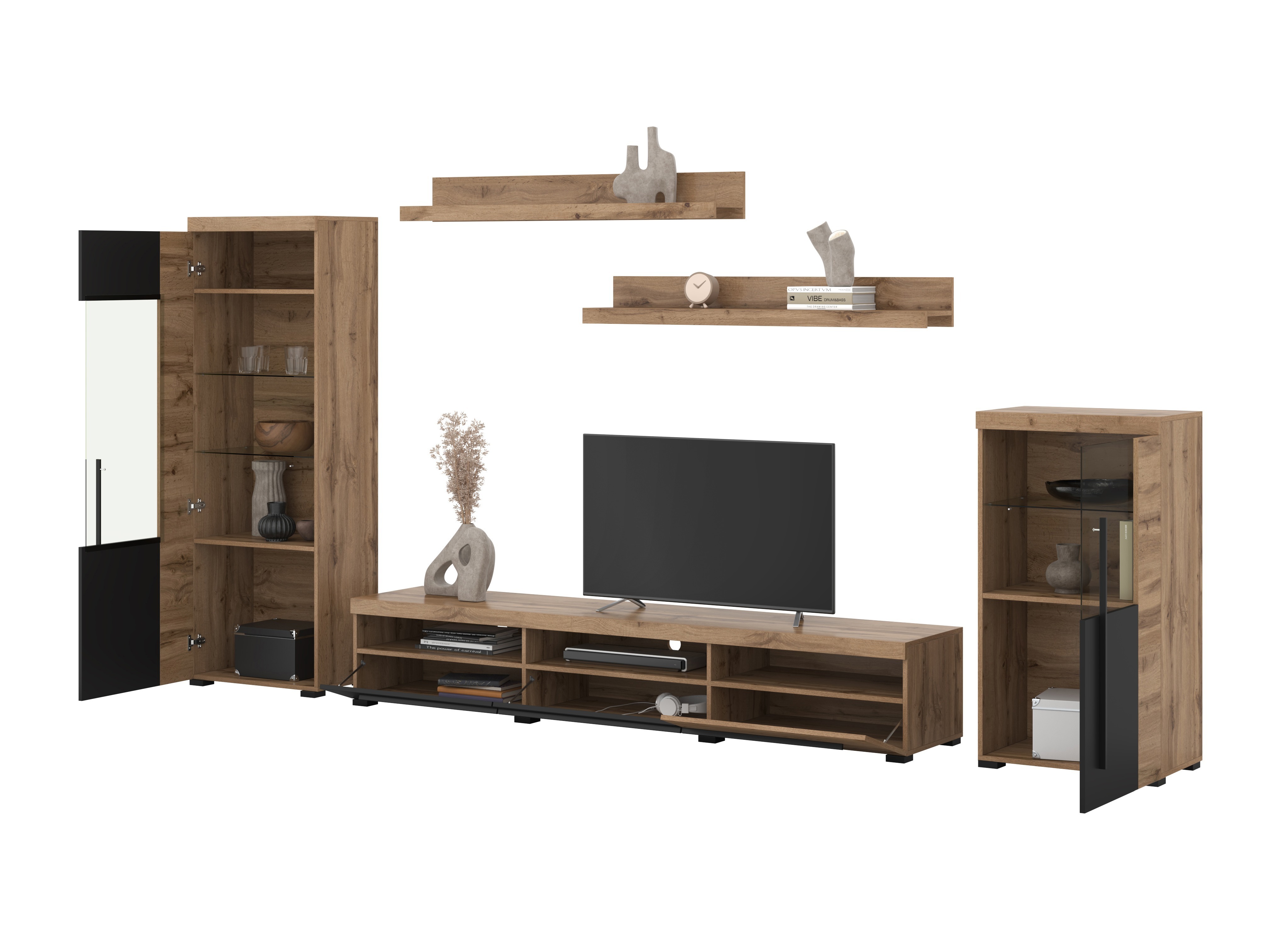 Living room set Sorciro 103 (Black + Wotan Oak)