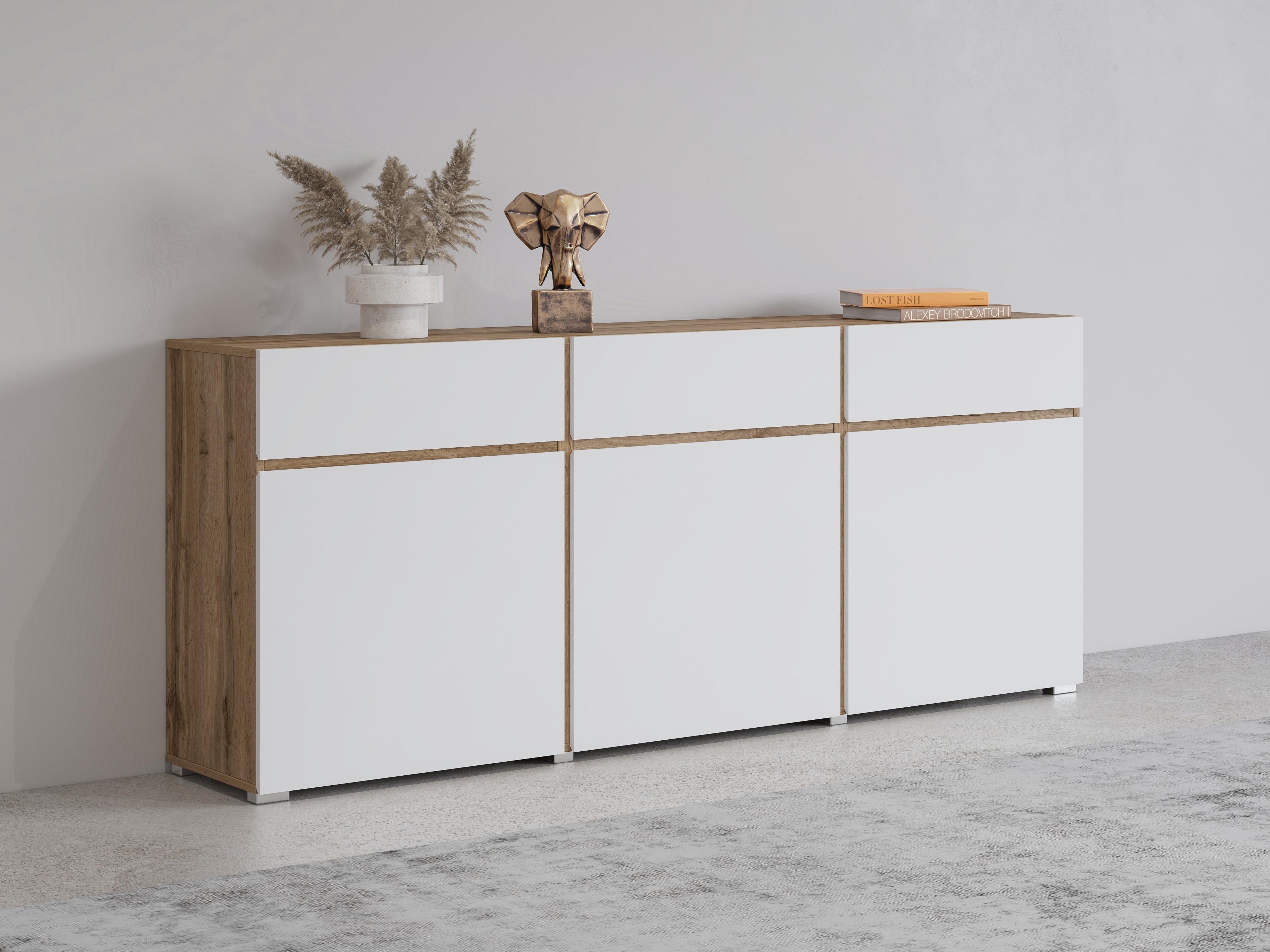 Chest of drawers Alfere 103 (Wotan Oak + White)