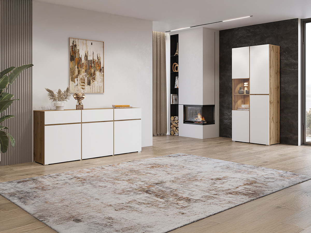 Chest of drawers Alfere 103 (Wotan Oak + White)