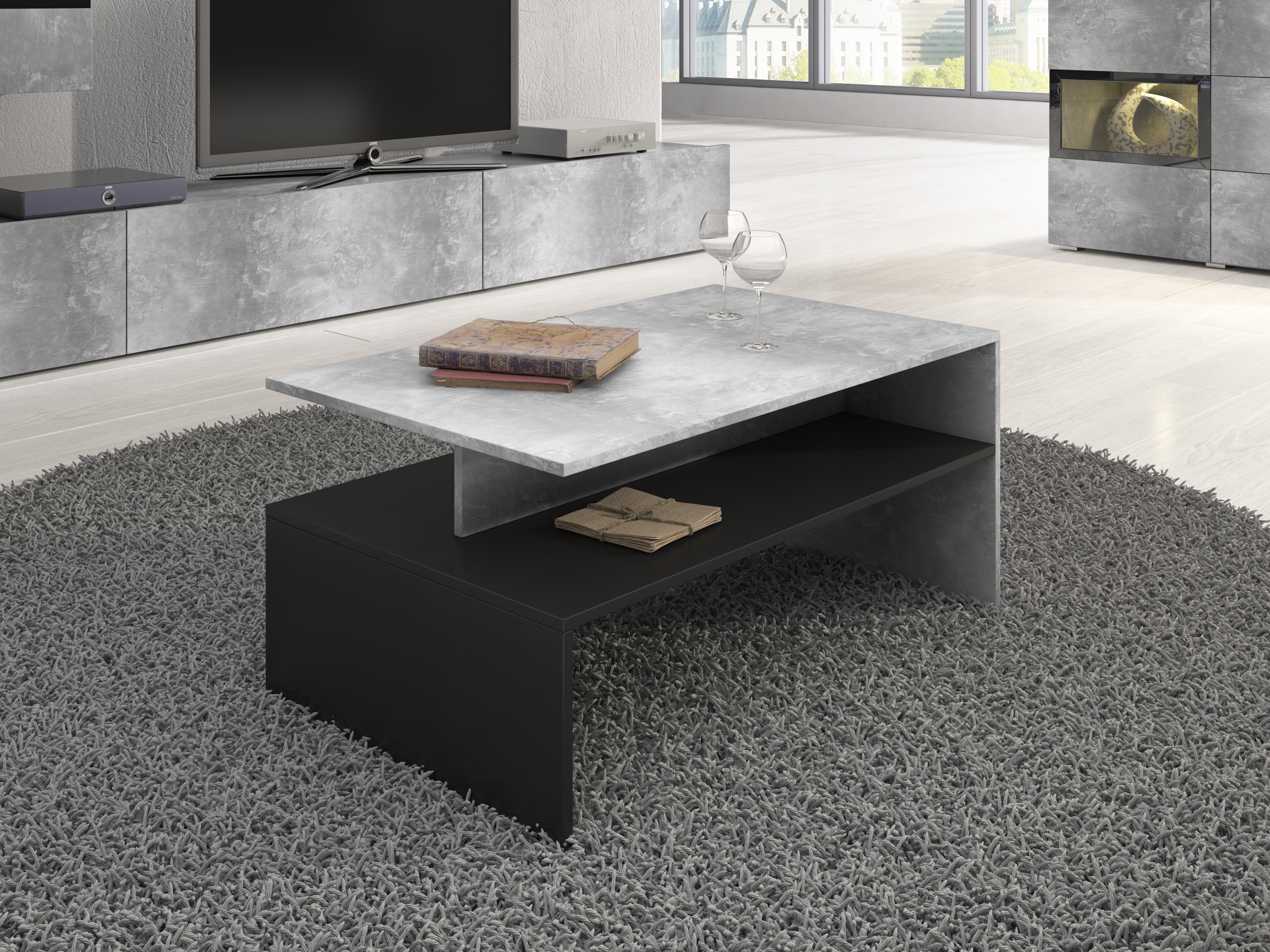 Coffee table Serodeu 103 (Concrete + Black)