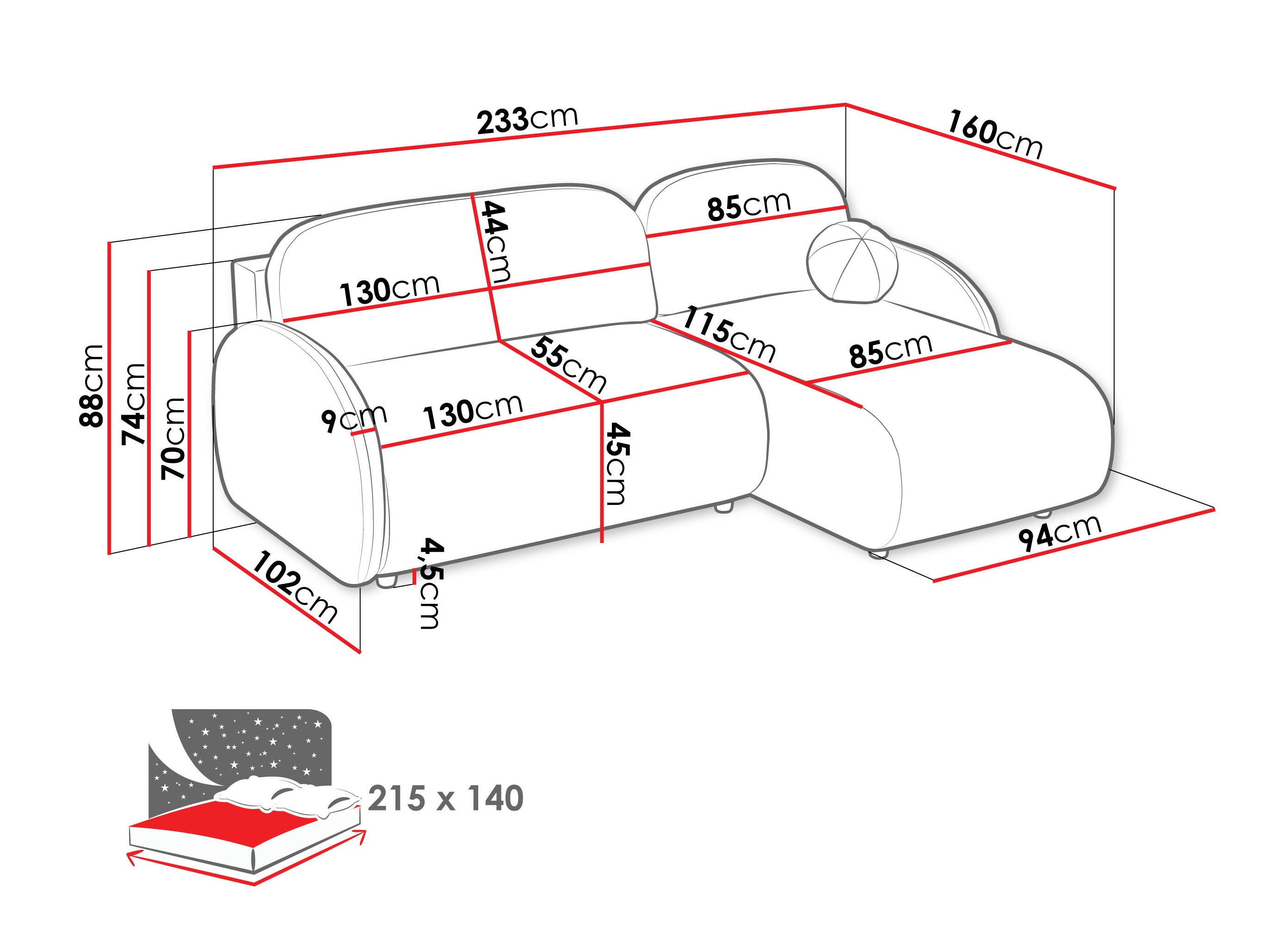 Corner sofa Columbus 249 (Sereno 681)