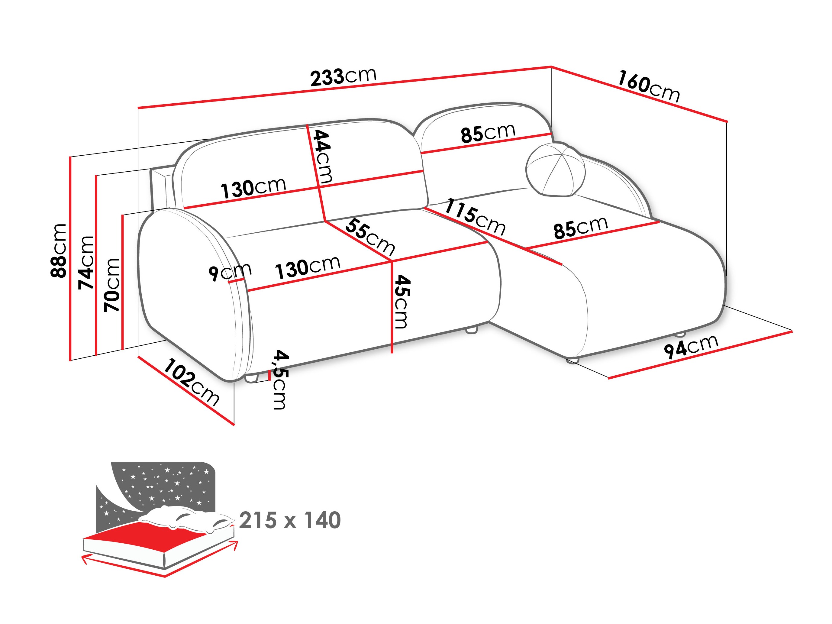 Corner sofa Columbus 249 (Sereno 684)