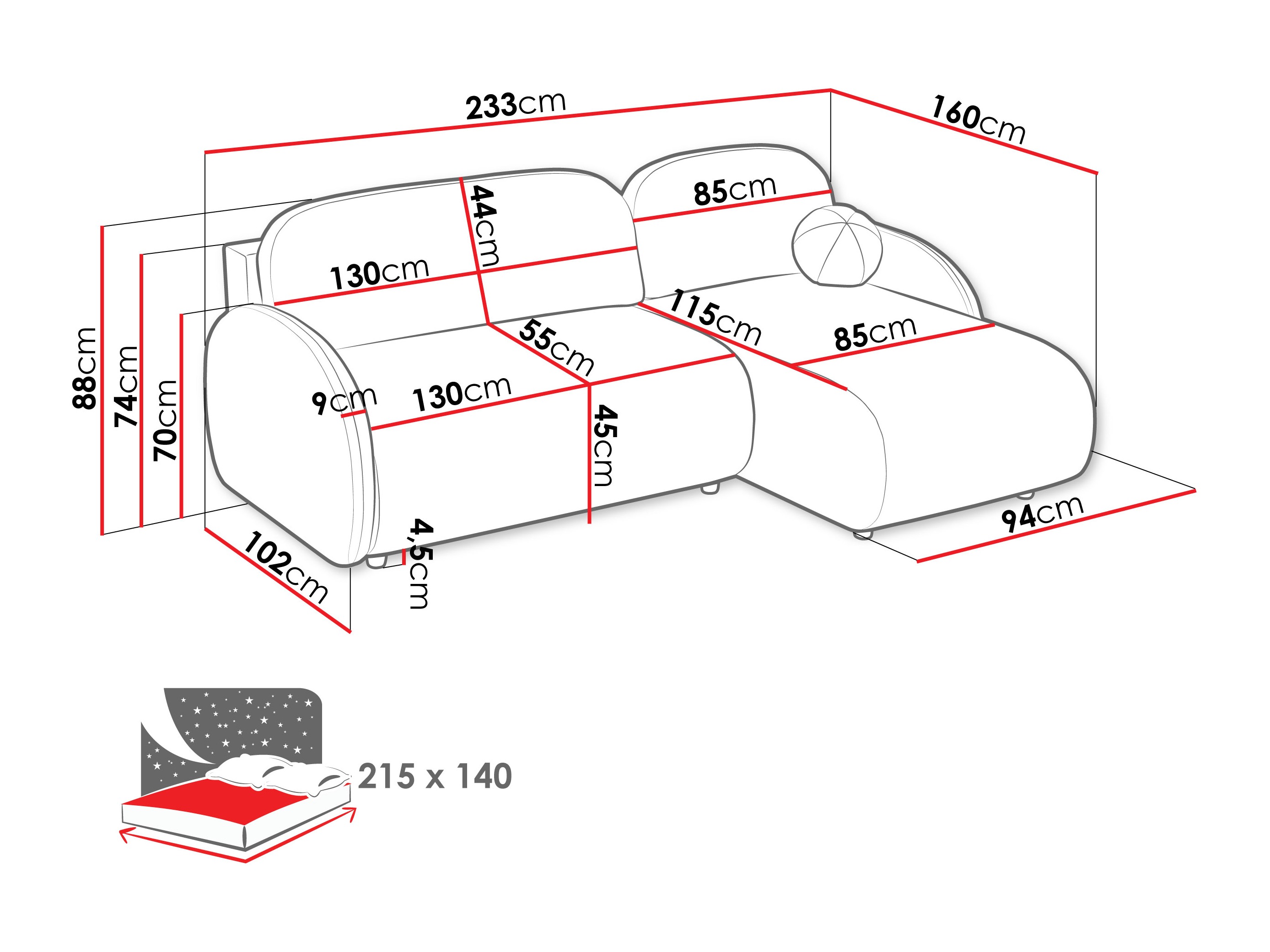 Corner sofa Columbus 249 (Sereno 687)