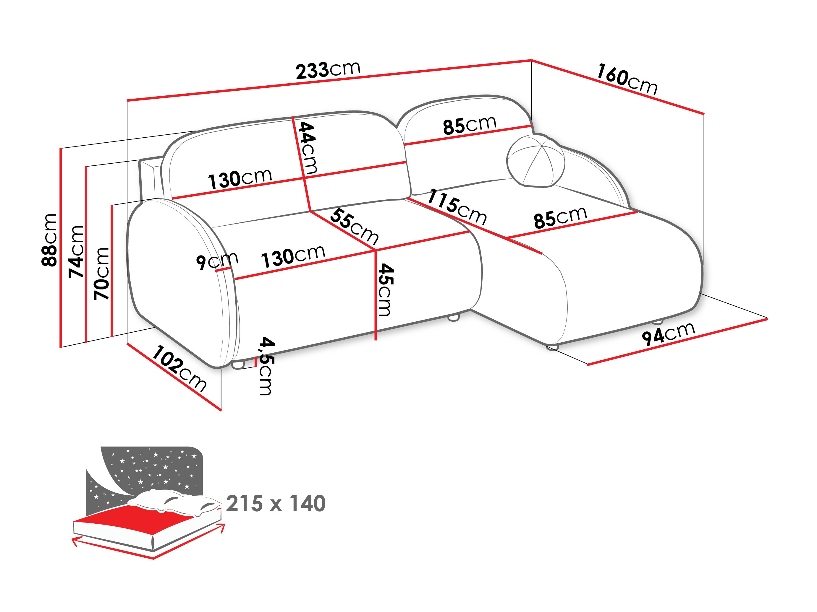 Corner sofa Columbus 249 (Sereno 689)