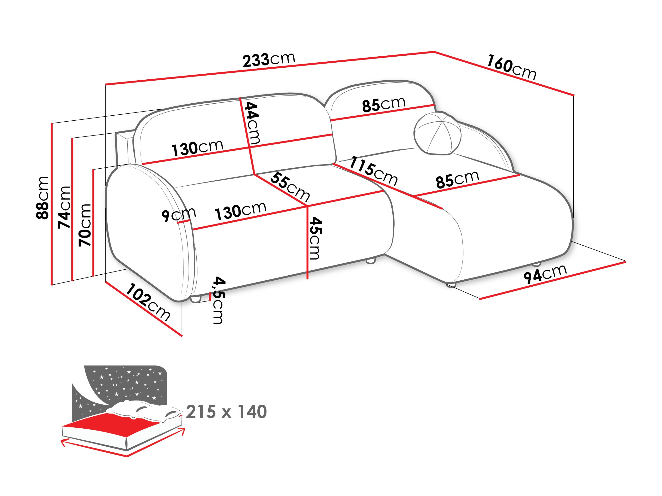 Corner sofa Columbus 249 (Sereno 692)