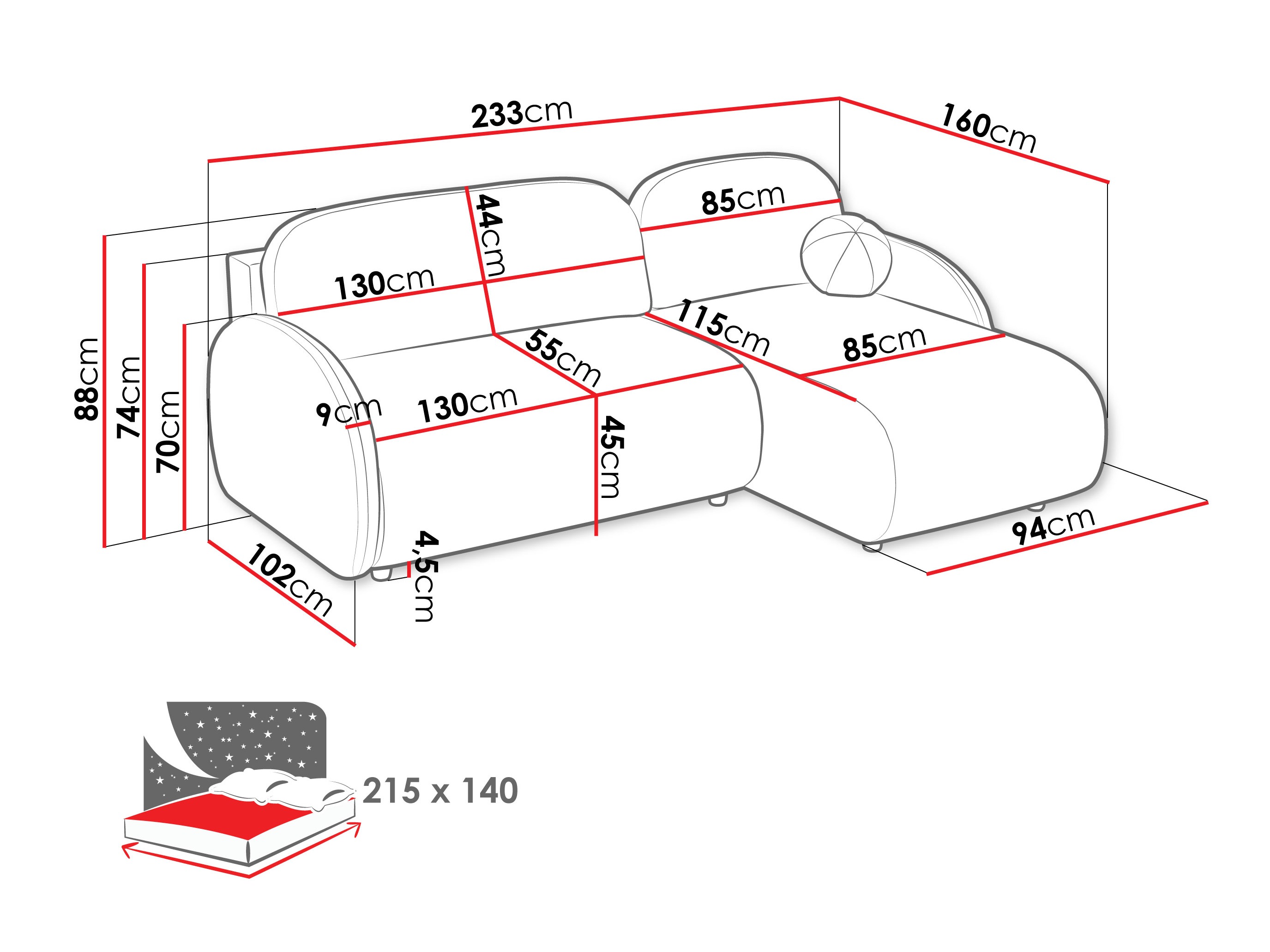 Corner sofa Columbus 249 (Sereno 695)