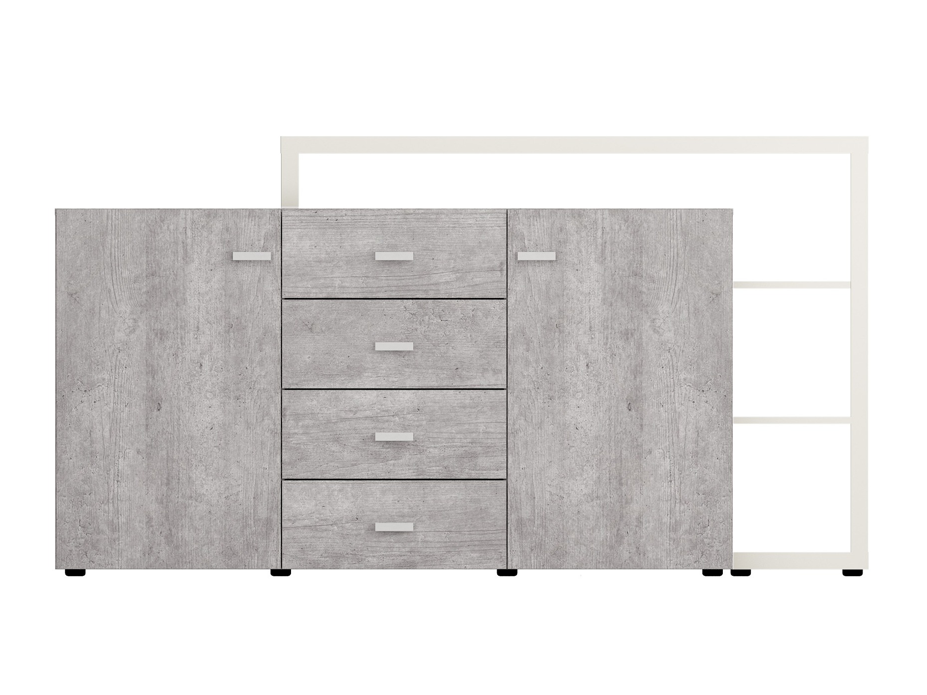 Chest of drawers Lutiva 106 (White + Concrete)