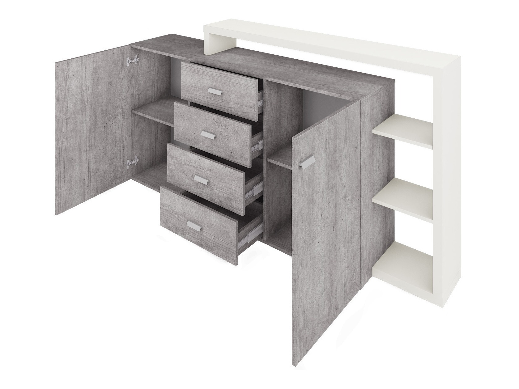 Chest of drawers Lutiva 106 (White + Concrete)
