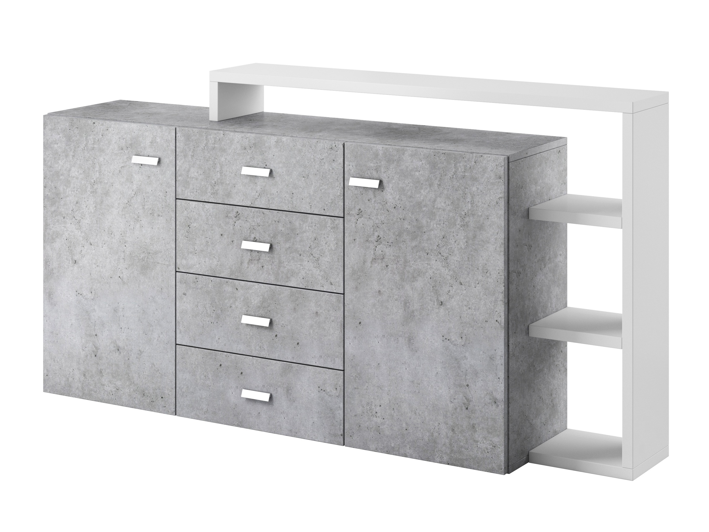 Chest of drawers Lutiva 106 (White + Concrete)