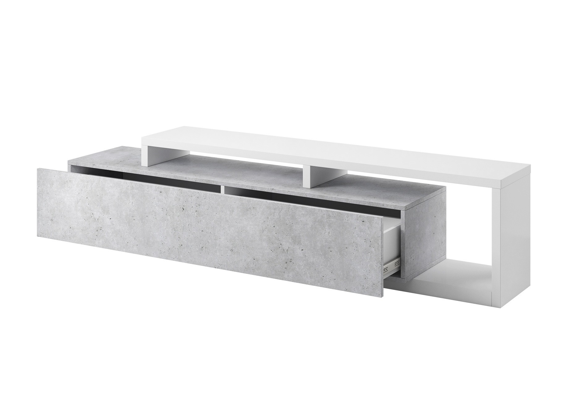 TV stand Lutiva 103 (White + Concrete)