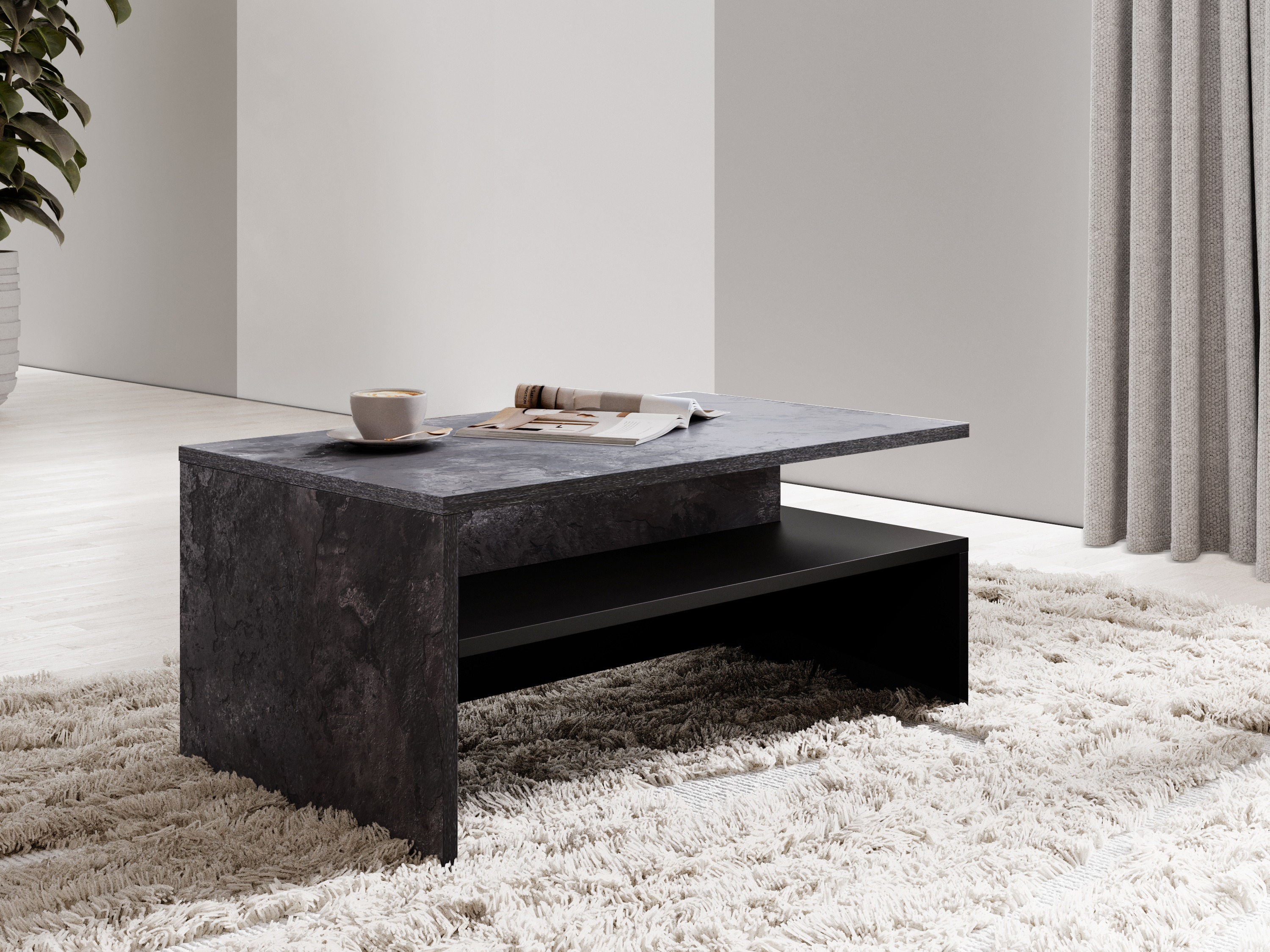 Coffee table Serodeu 103 (Dark concrete + Black)