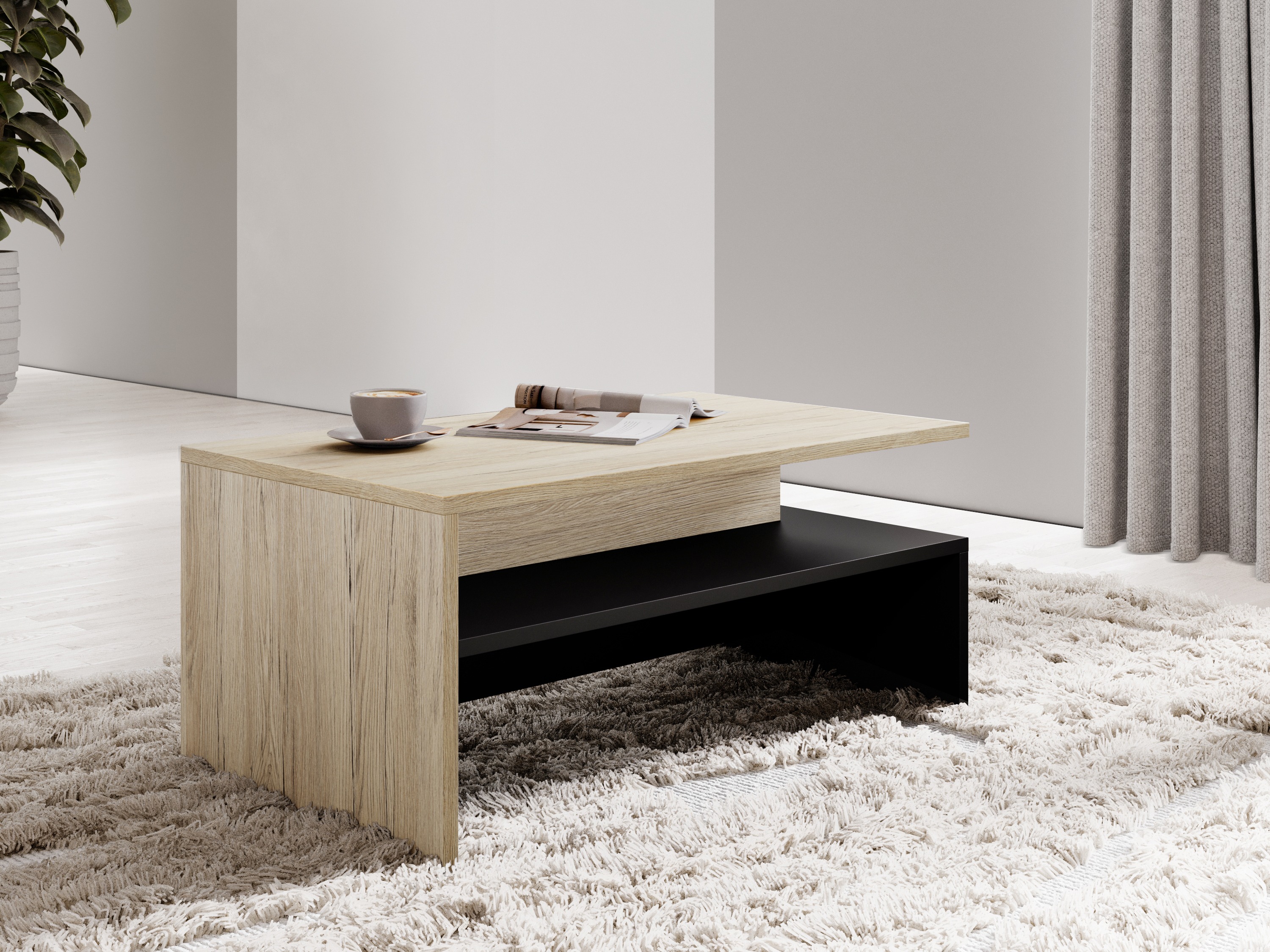 Coffee table Serodeu 103 (San Remo oak + Black)