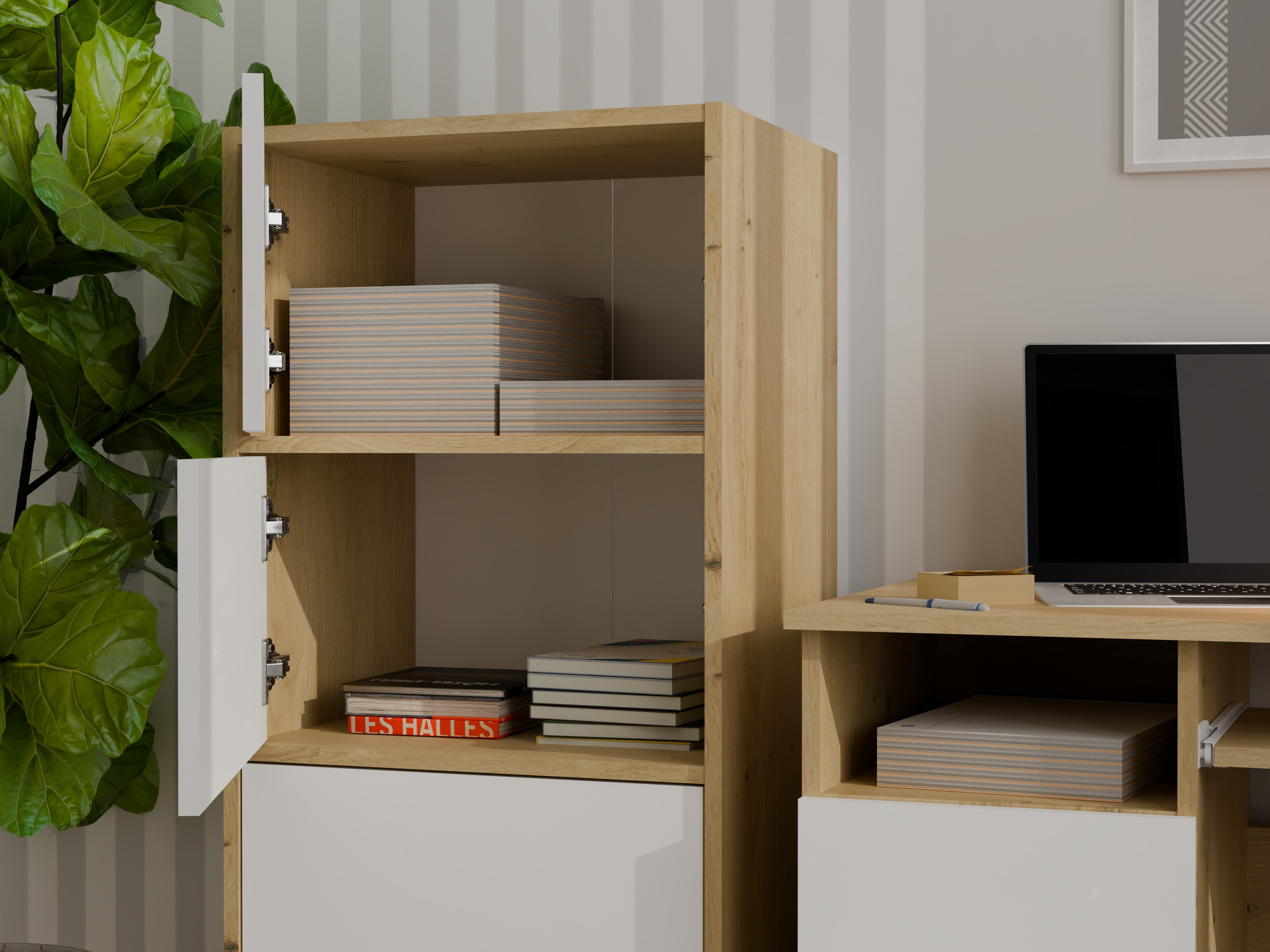 Sideboard Mandeville 298 (White + Artisan oak)