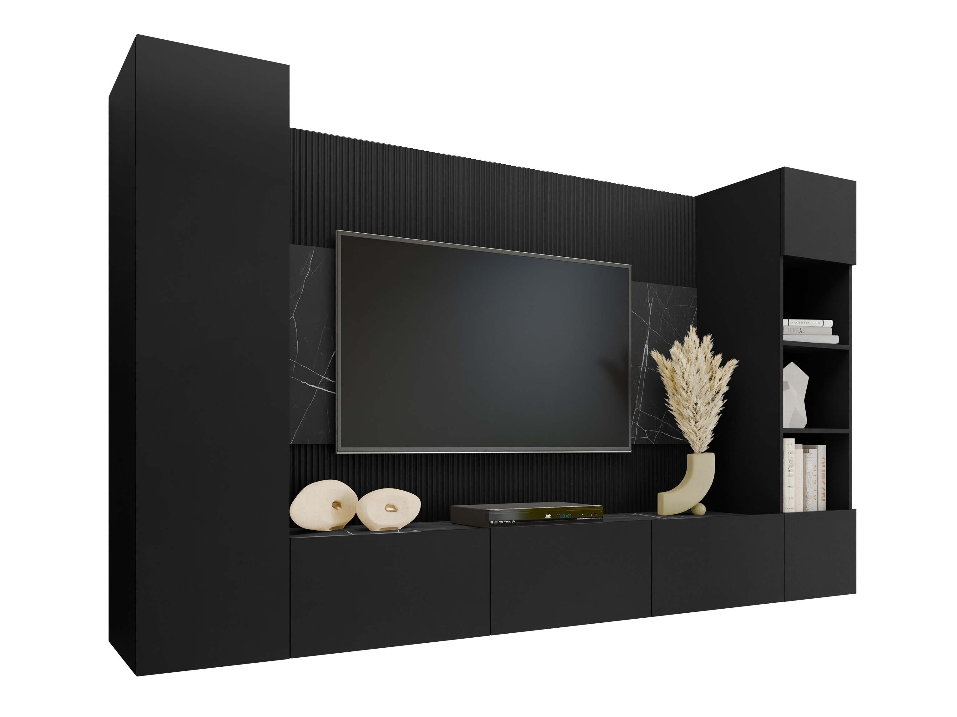 Living room set Comfivo Salix IV (Black + Black marble)