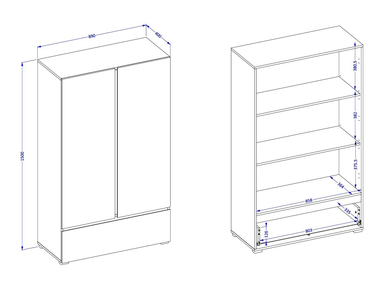 Bookcase Alfere 122 (White)