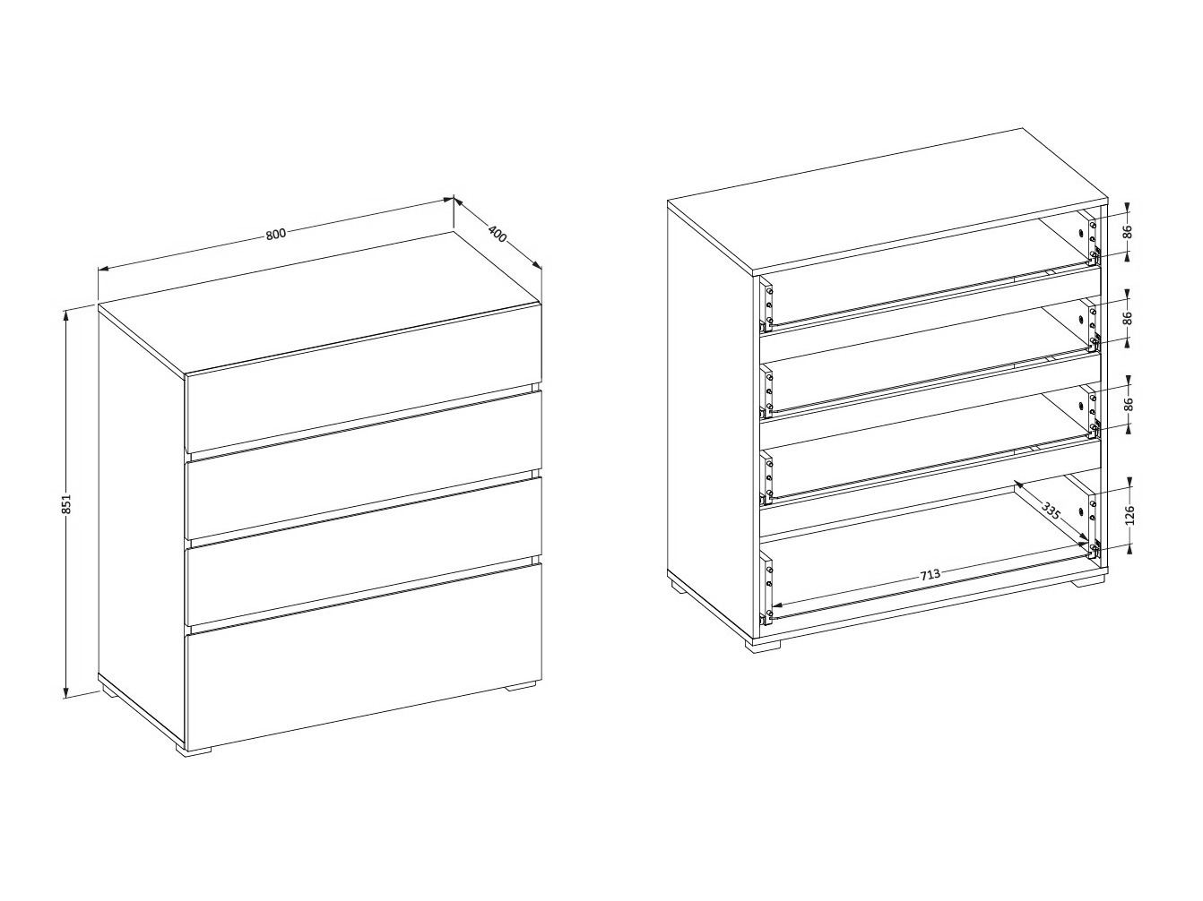 Chest of drawers Alfere 121 (White)
