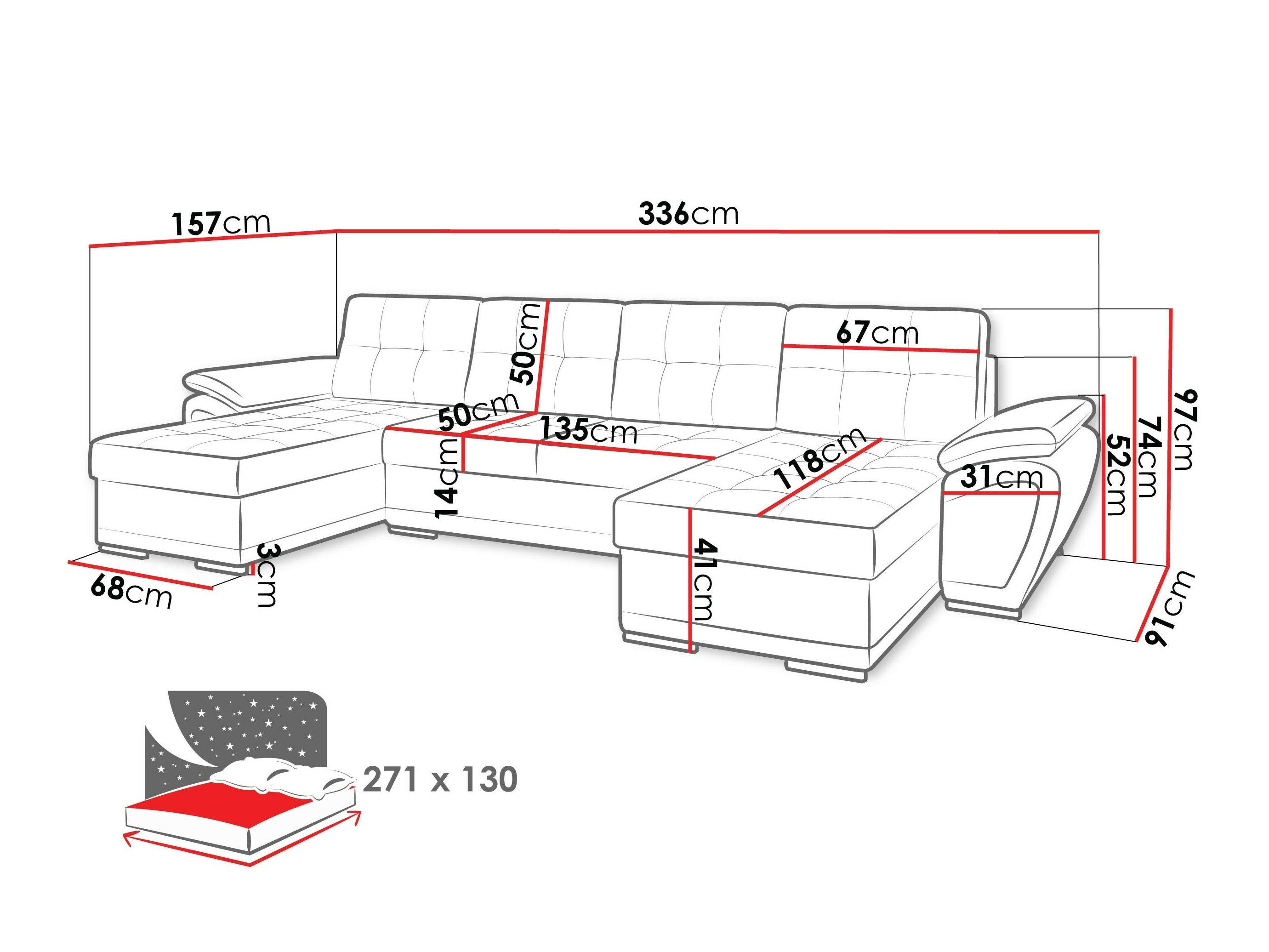 Corner sofa Arvada 115 (Rico 21 + Soft 33)