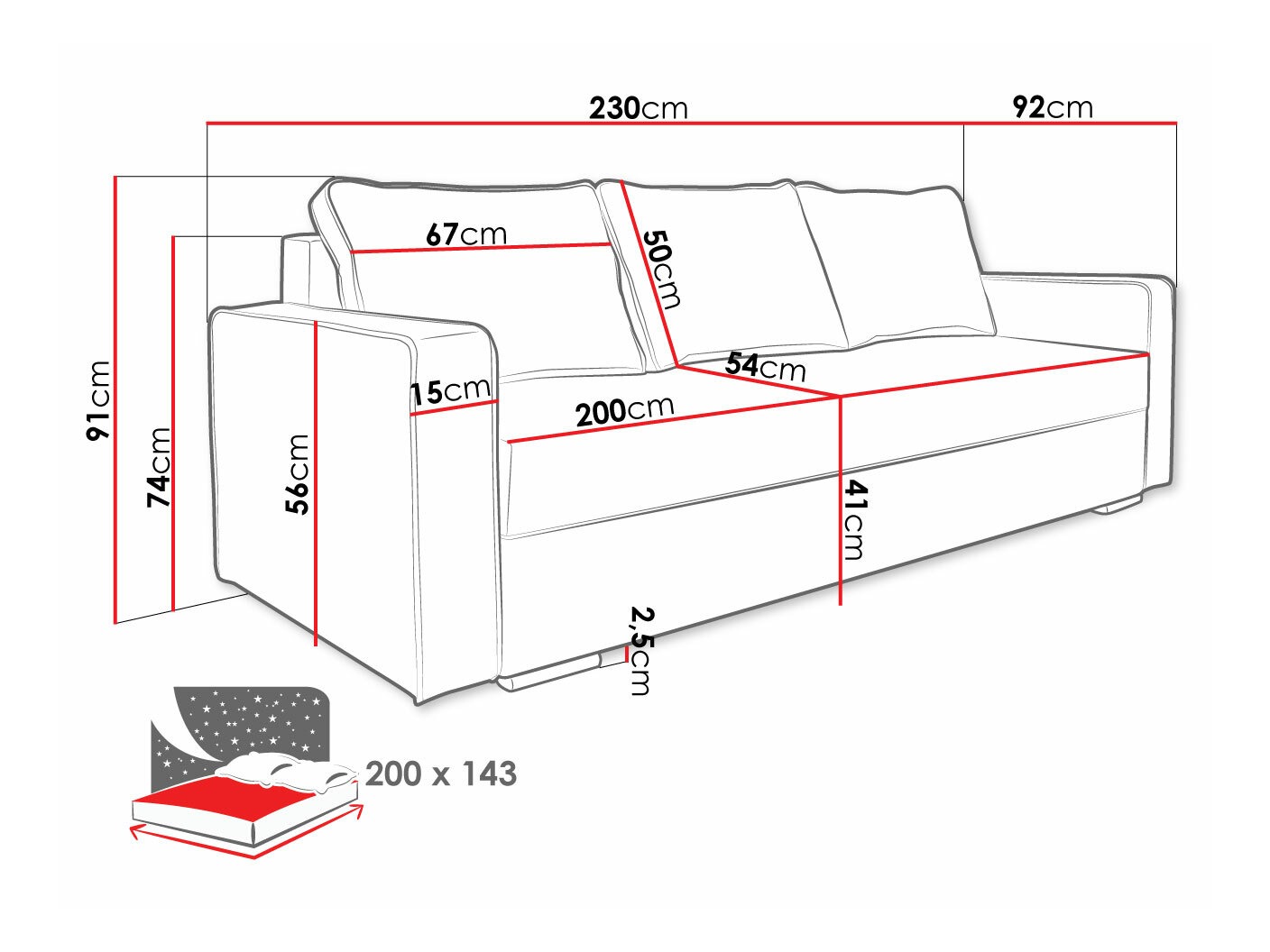 Sofa bed Decatur 101 (Forever 66 + Forever 60)