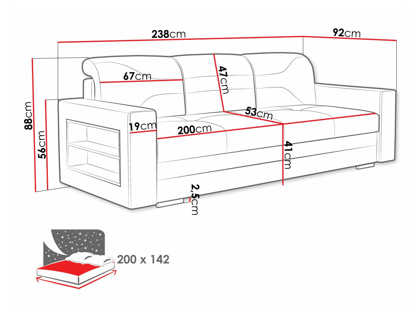 Sofa bed Decatur 106 (Twist 23 + Twist 18)