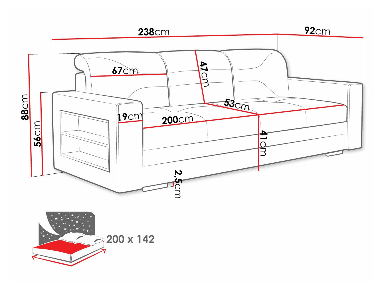 Sofa bed Decatur 106 (Twist 8 + Twist 2)