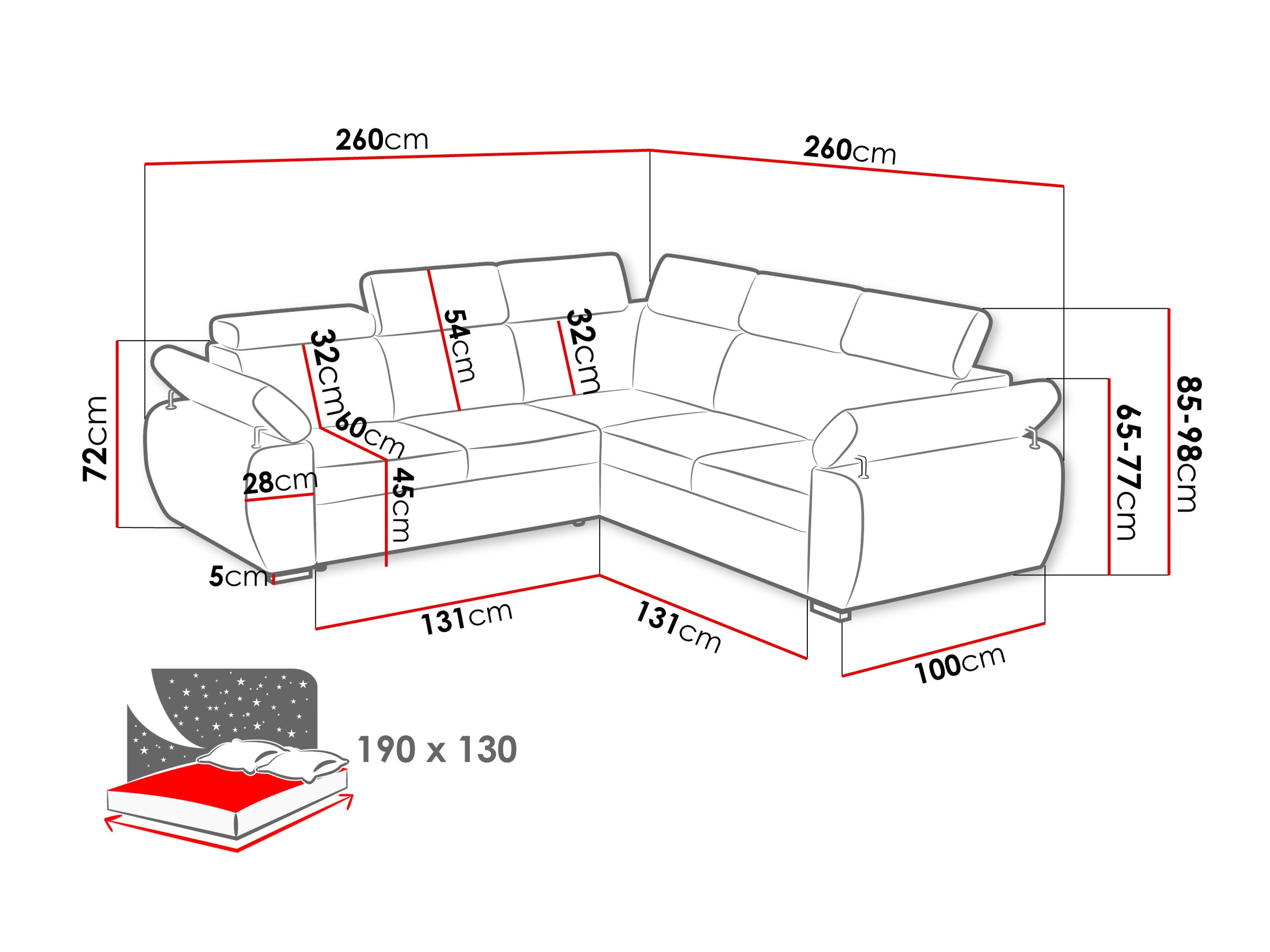 Corner sofa Columbus 215 (Paros 02)