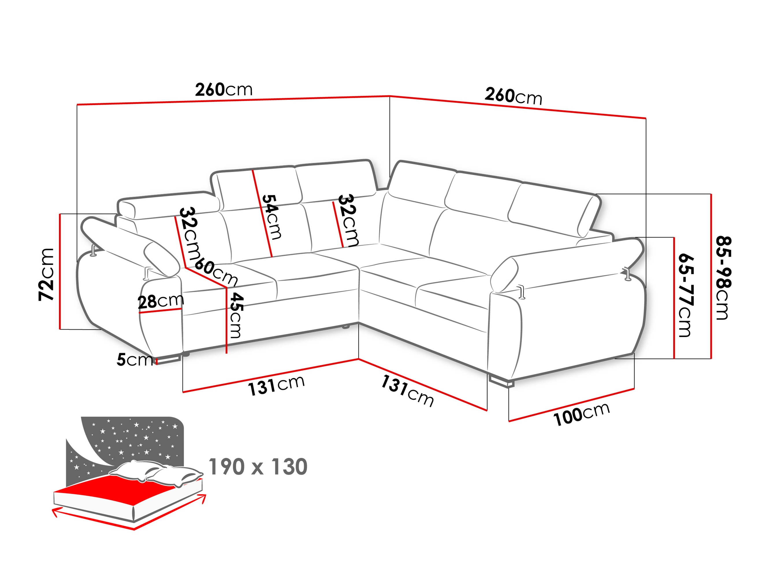 Corner sofa Columbus 215 (Paros 05)
