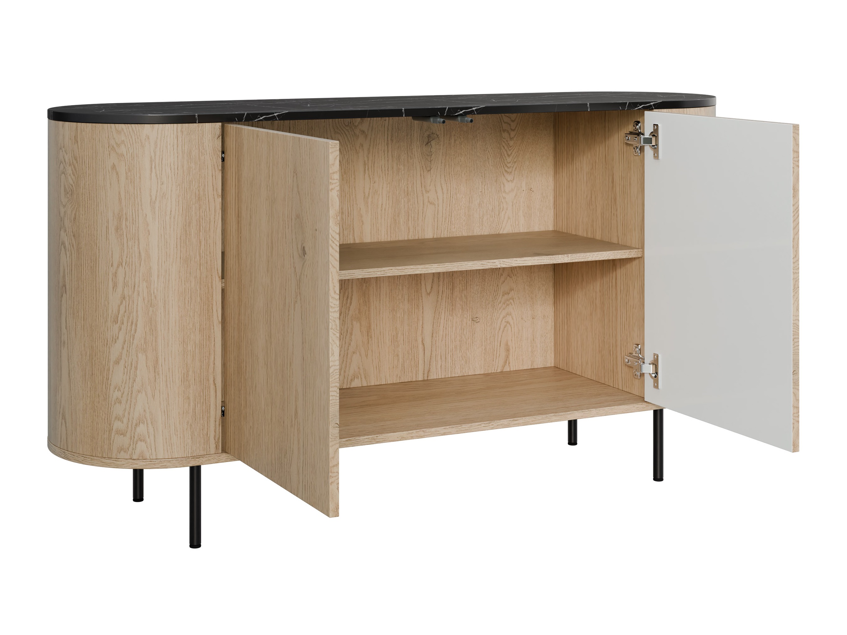 Sideboard Comfivo Livtena (Black marble + Black)
