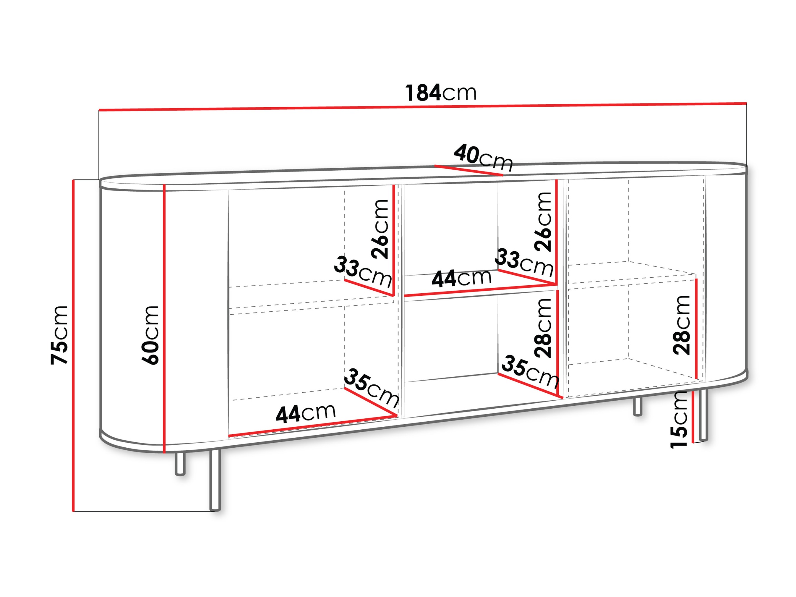 Sideboard Comfivo Livtena I (Black marble + Black)