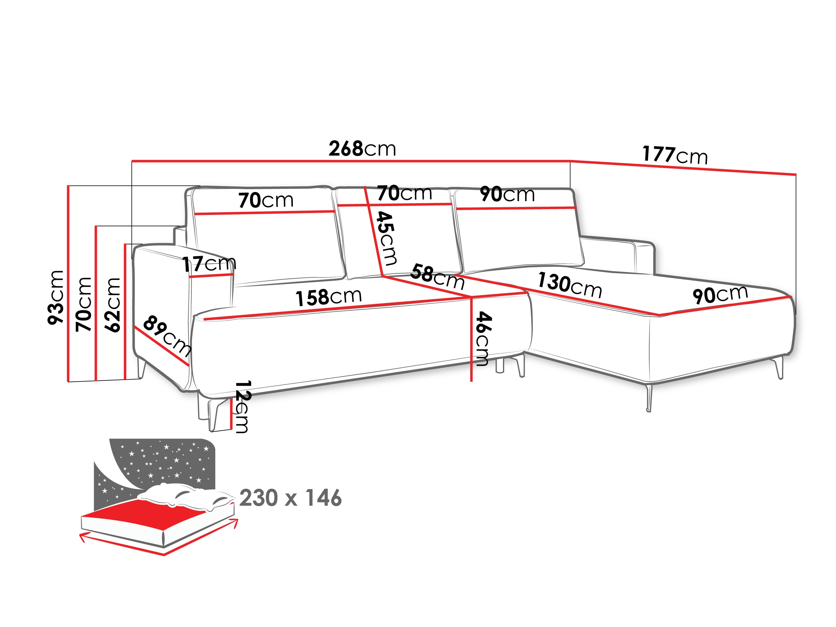 Corner sofa ComfiDream Lyraion (Castel 82)